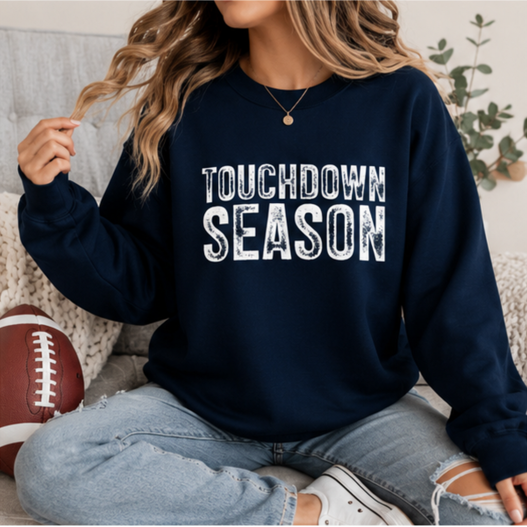 Touchdown Season Women's Football Sweatshirt | Cozy Game Day Crewneck Pullover