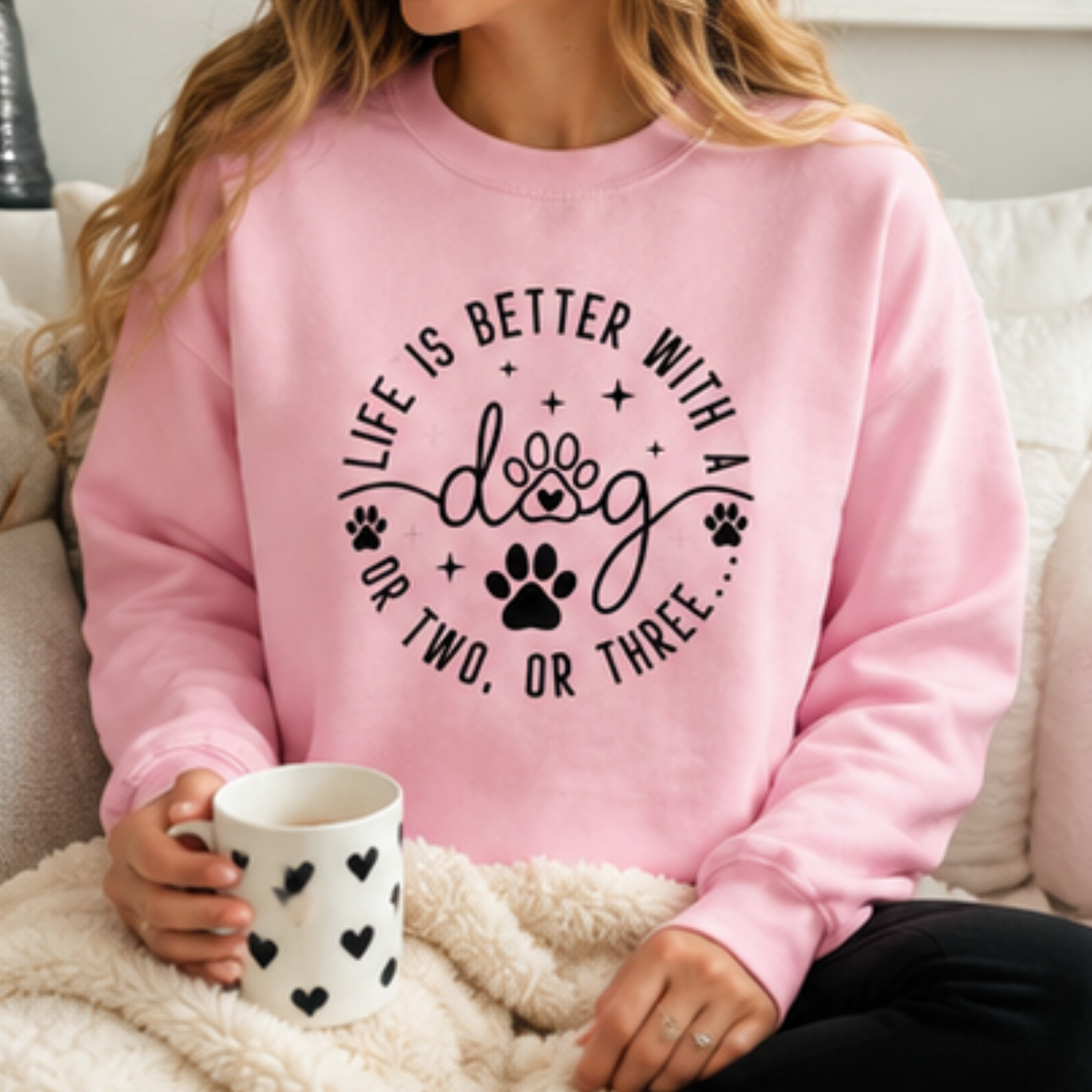 Life Is Better With a Dog Crewneck Sweatshirt | Funny Dog Lover Sweatshirt