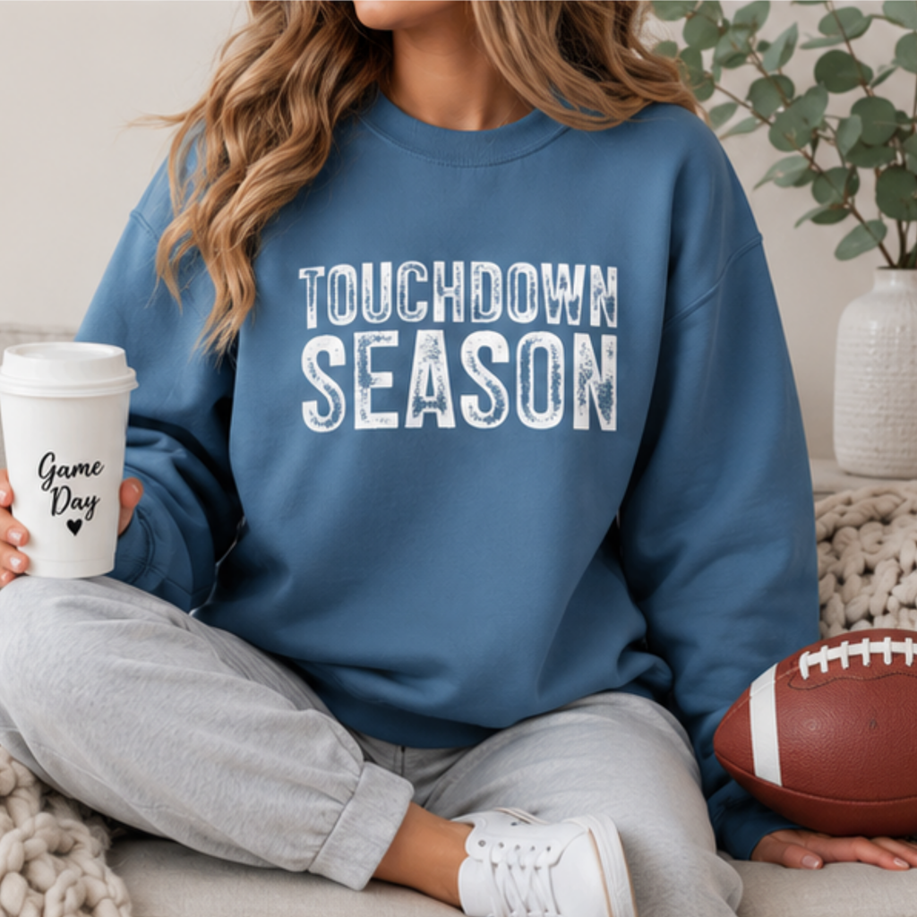 Touchdown Season Women's Football Sweatshirt | Cozy Game Day Crewneck Pullover