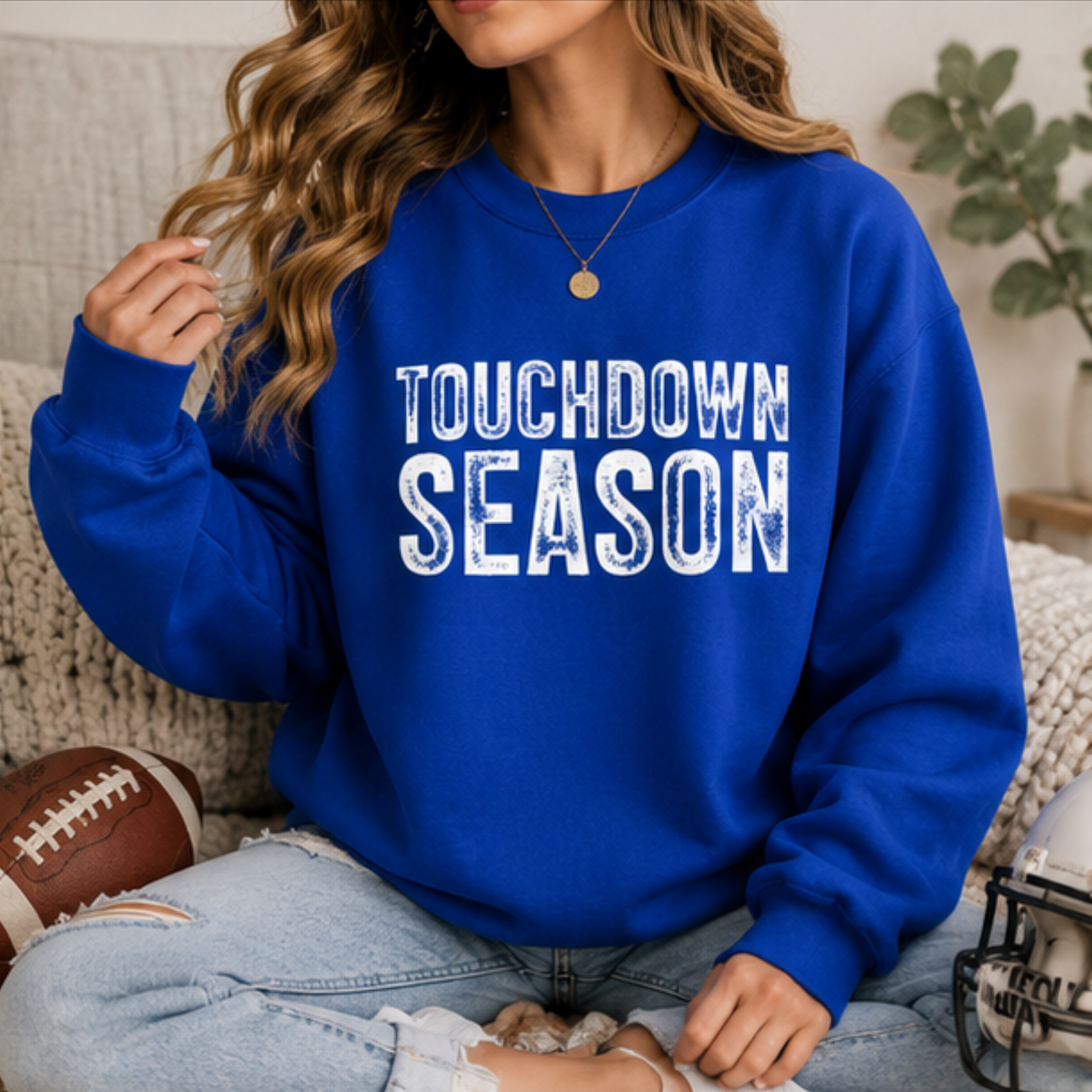 Touchdown Season Women's Football Sweatshirt | Cozy Game Day Crewneck Pullover