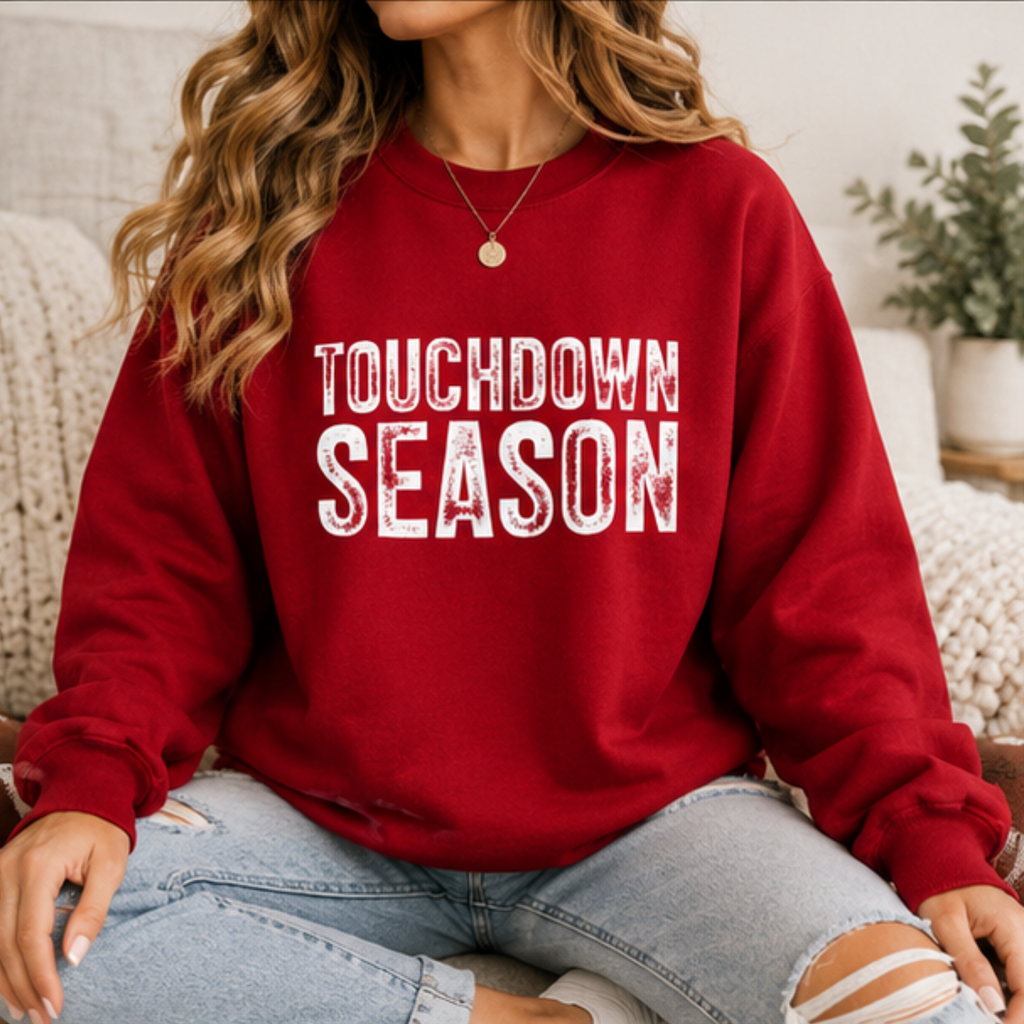 Touchdown Season Women's Football Sweatshirt | Cozy Game Day Crewneck Pullover