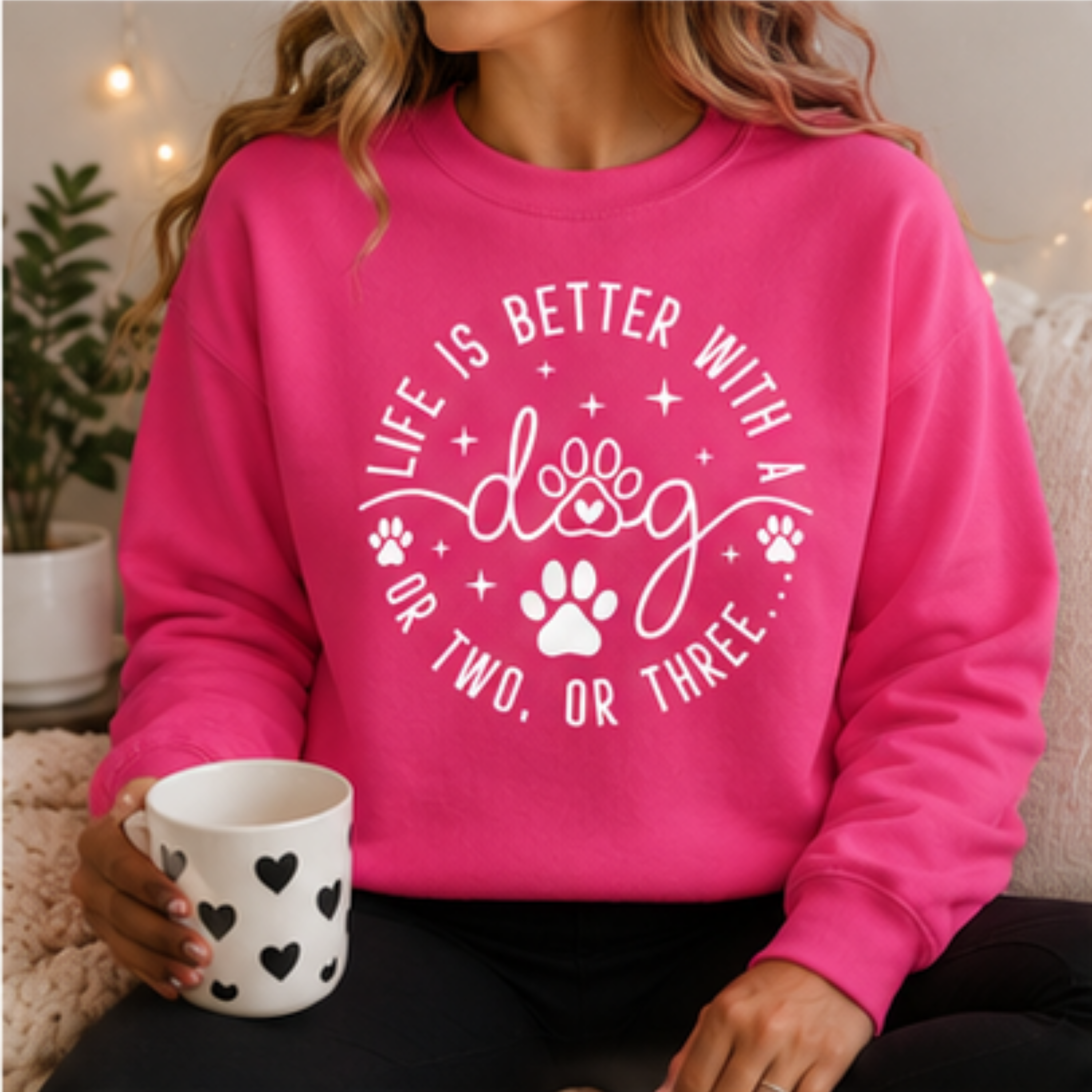 Life Is Better With a Dog Crewneck Sweatshirt | Funny Dog Mom & Dog Lover Sweatshirt