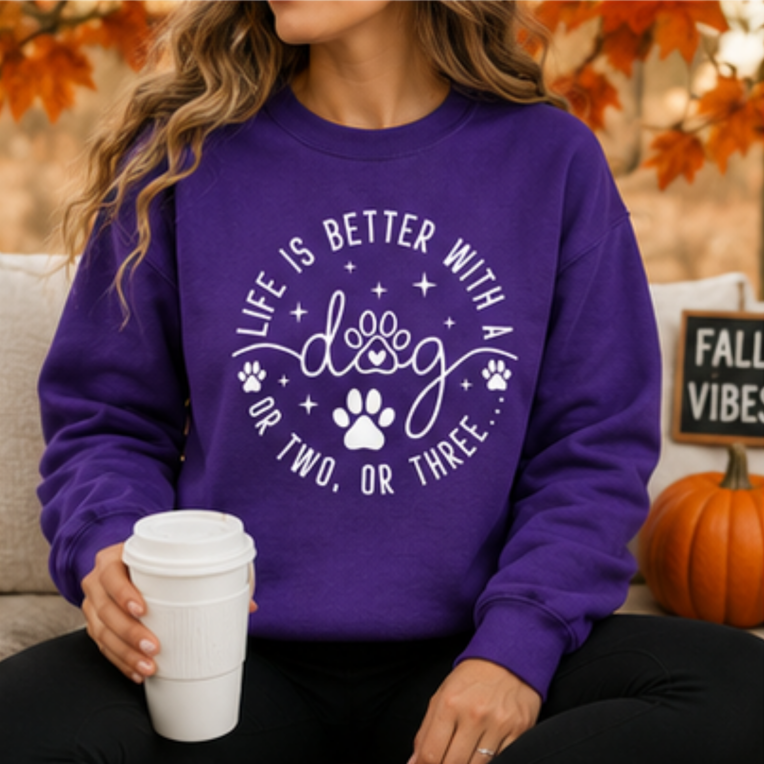 Life Is Better With a Dog Crewneck Sweatshirt | Funny Dog Mom & Dog Lover Sweatshirt