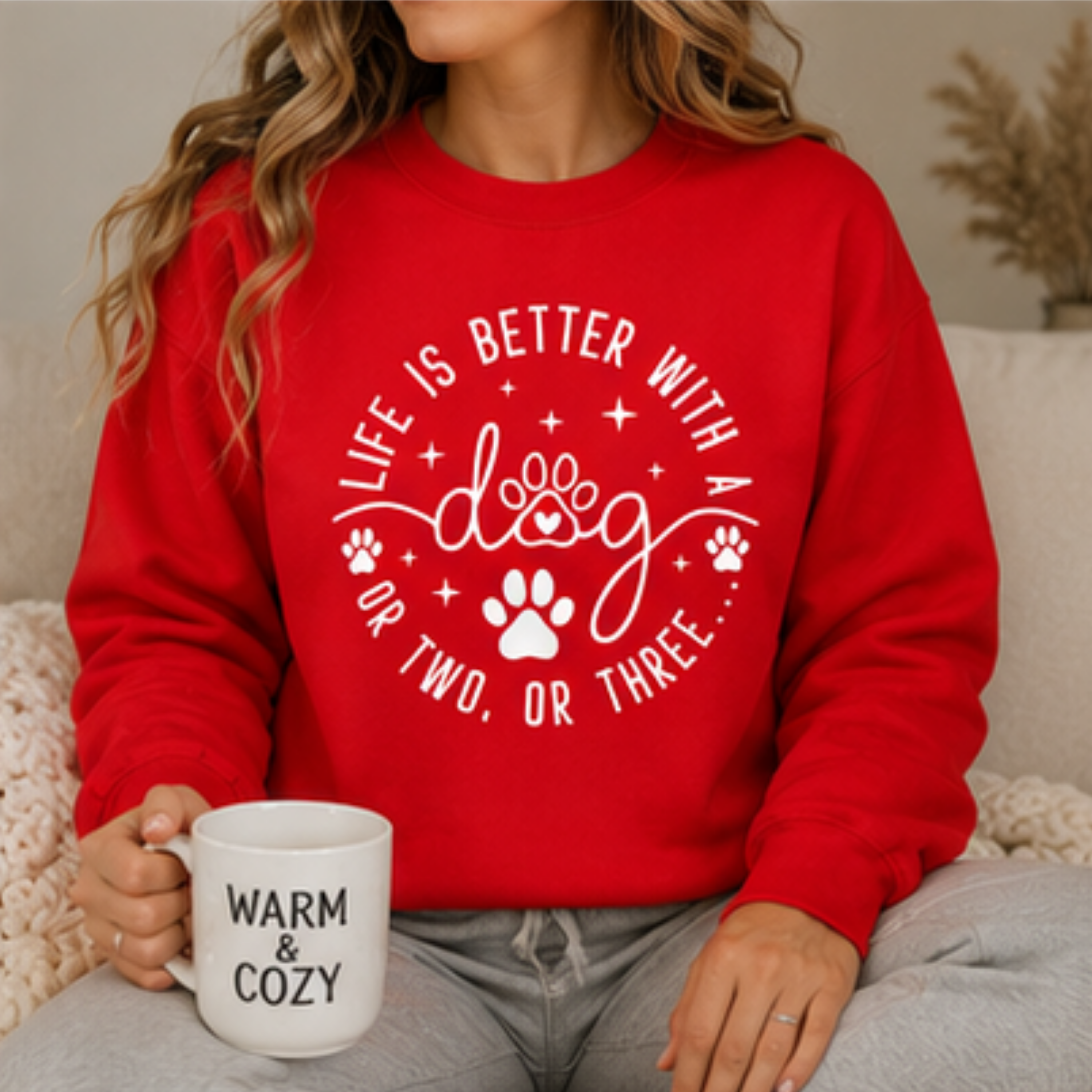 Life Is Better With a Dog Crewneck Sweatshirt | Funny Dog Mom & Dog Lover Sweatshirt