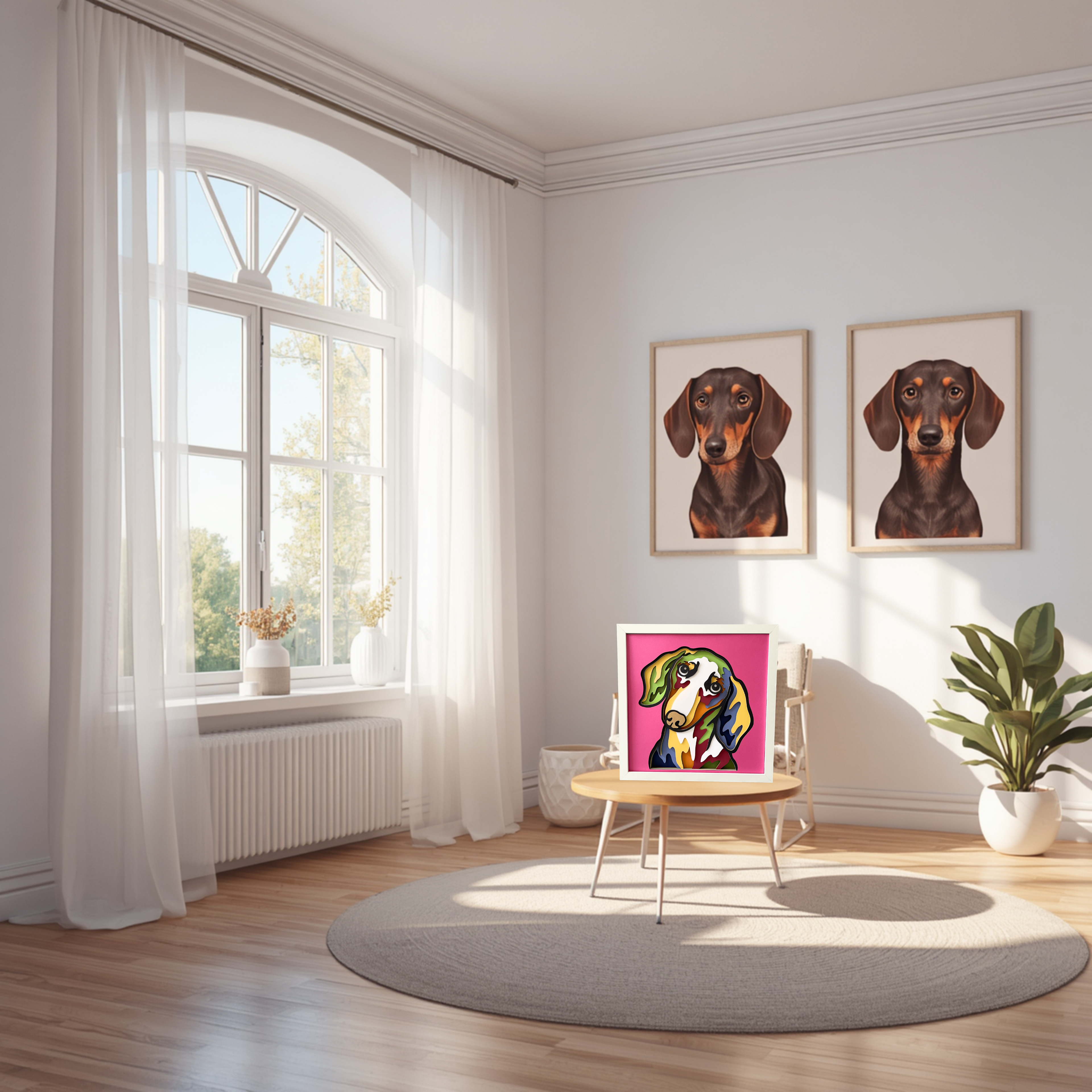 Dachshund Shadow Box Art | 12x12 Layered Paper Dog Decor | Wiener Dog Wall Art | Handmade Dachshund Gift | Pet Lover Home Decor
