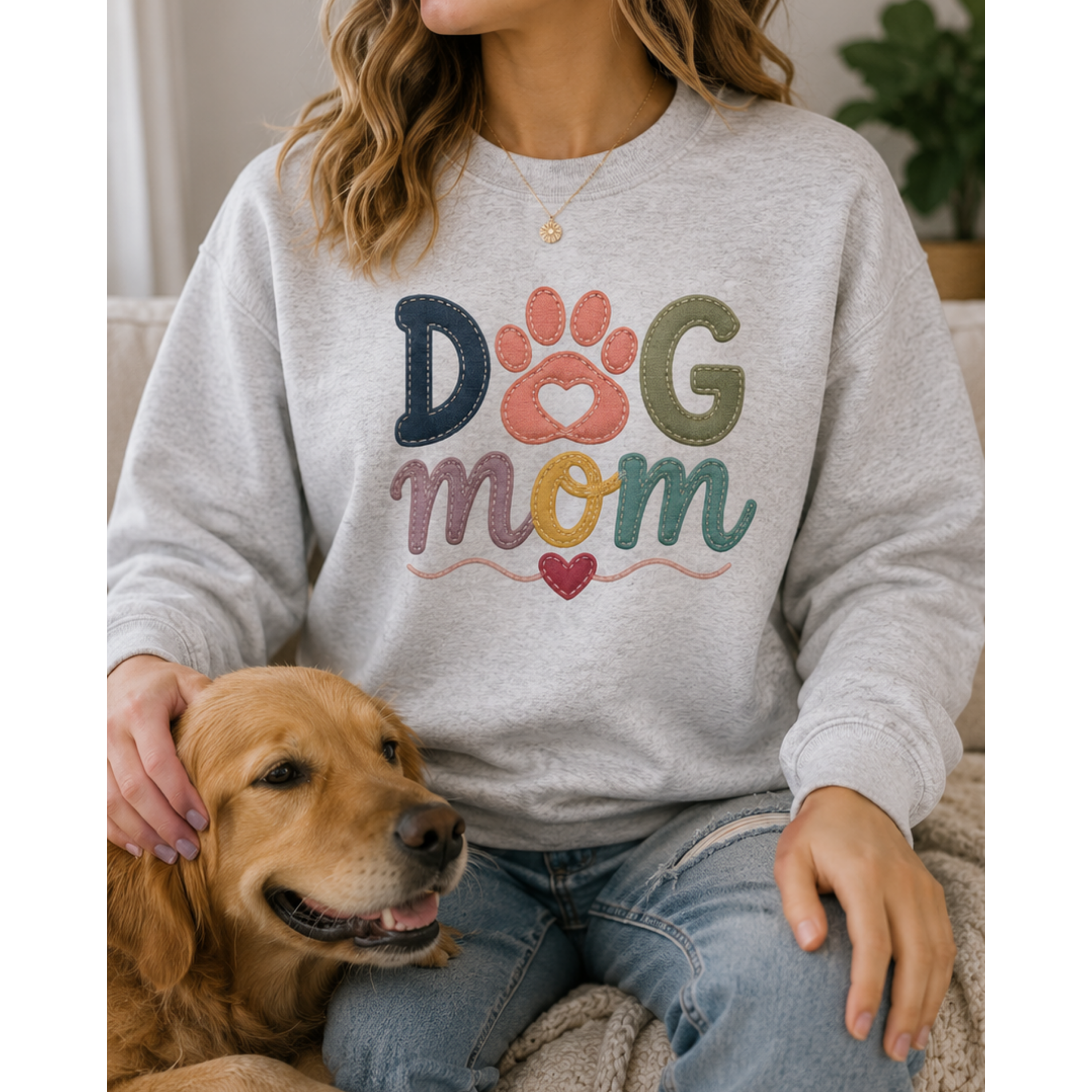 Dog Mom Sweatshirt | Cute Paw Print Crewneck for Dog Lovers | Cozy Pet Mom Pullover