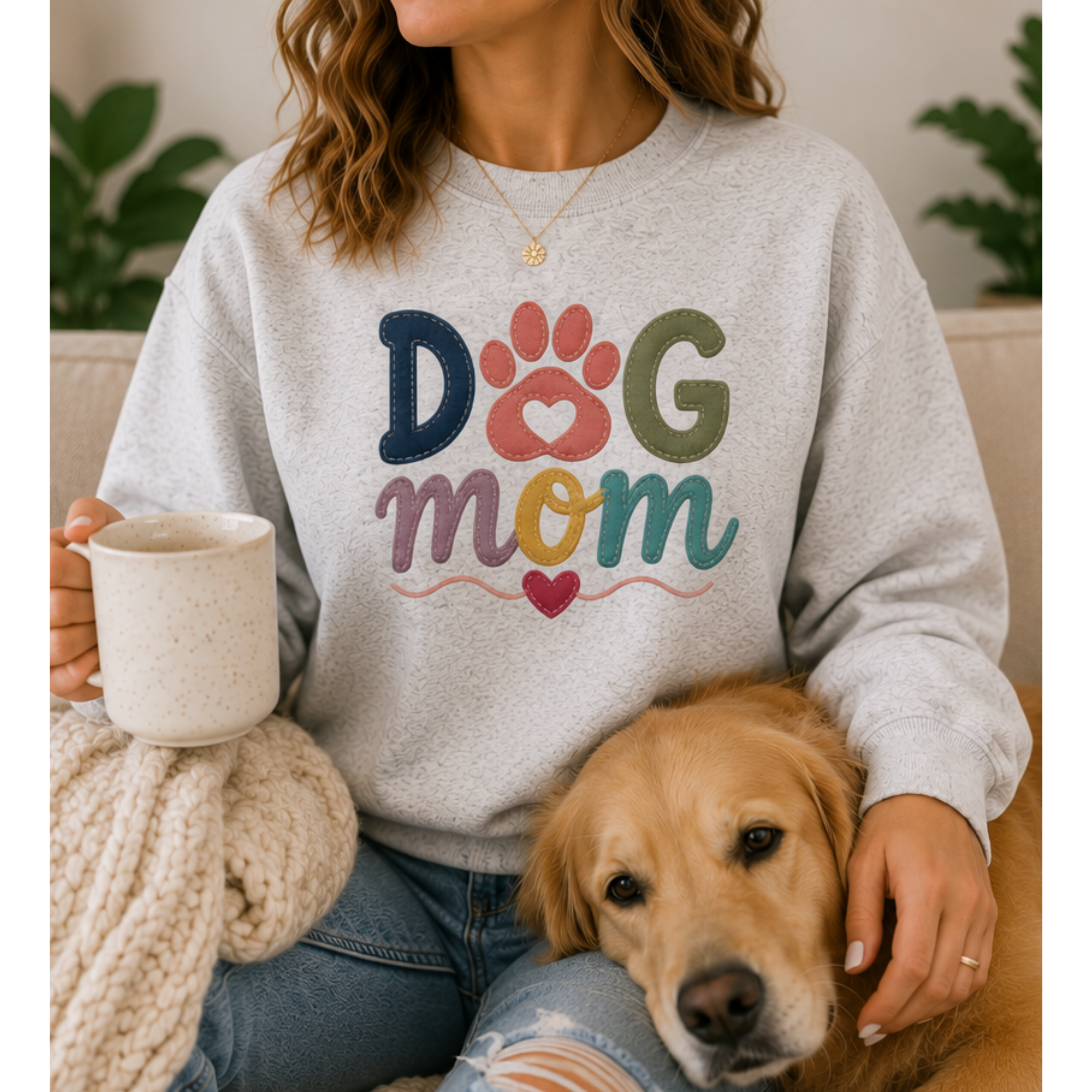 Dog Mom Sweatshirt | Cute Paw Print Crewneck for Dog Lovers | Cozy Pet Mom Pullover
