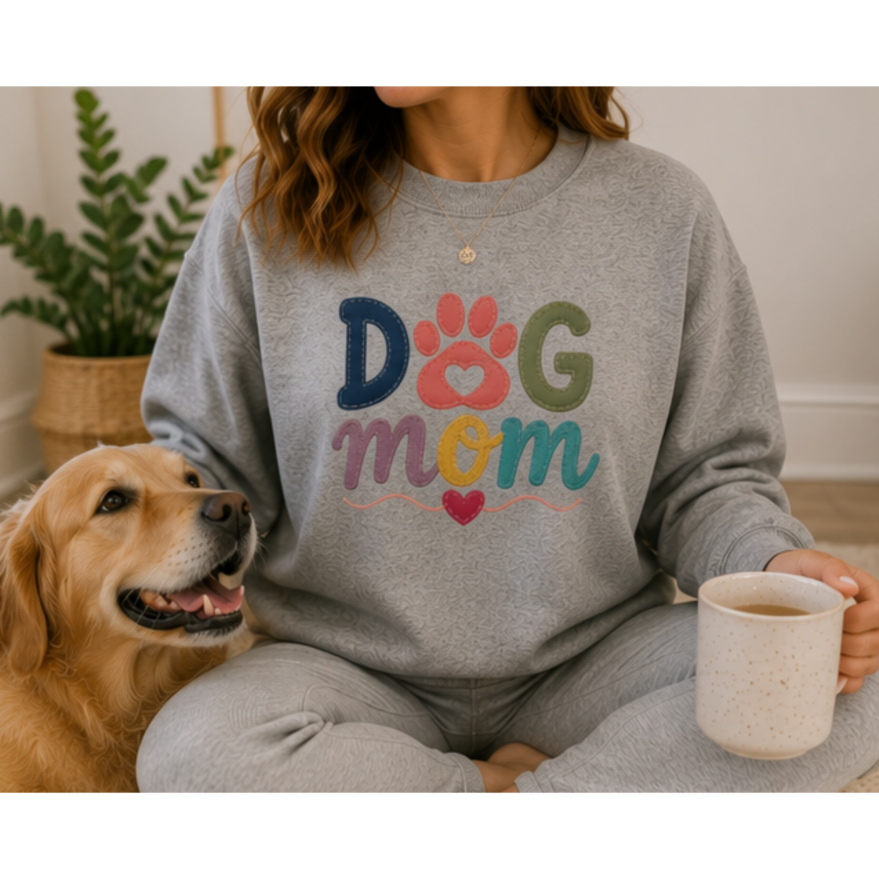 Dog Mom Sweatshirt | Cute Paw Print Crewneck for Dog Lovers | Cozy Pet Mom Pullover