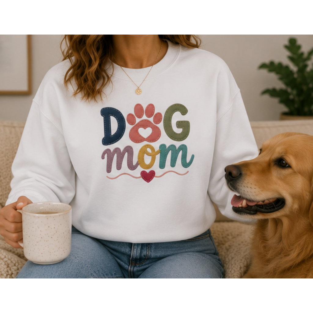 Dog Mom Sweatshirt | Cute Paw Print Crewneck for Dog Lovers | Cozy Pet Mom Pullover