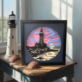 Lighthouse Sunset Shadow Box