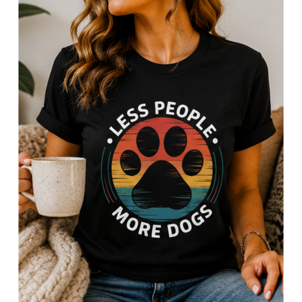 Less People More Dogs Women's Graphic T-Shirt | Funny Dog Lover Tee