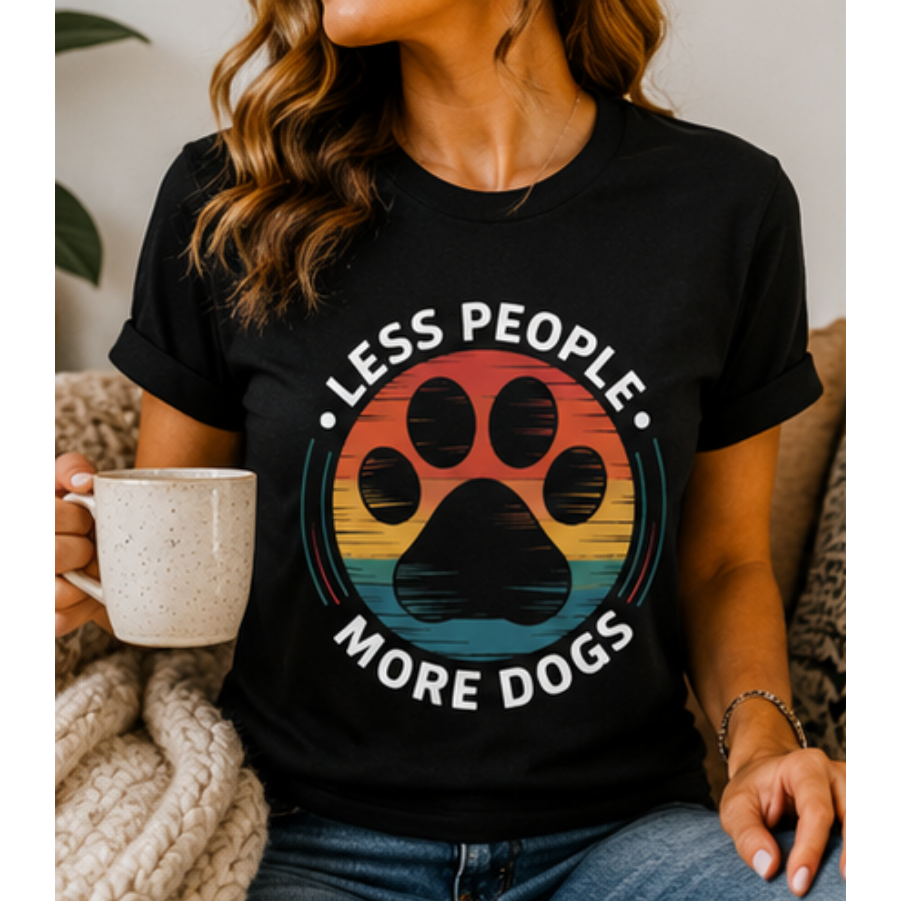 Less People More Dogs Women's Graphic T-Shirt | Funny Dog Lover Tee