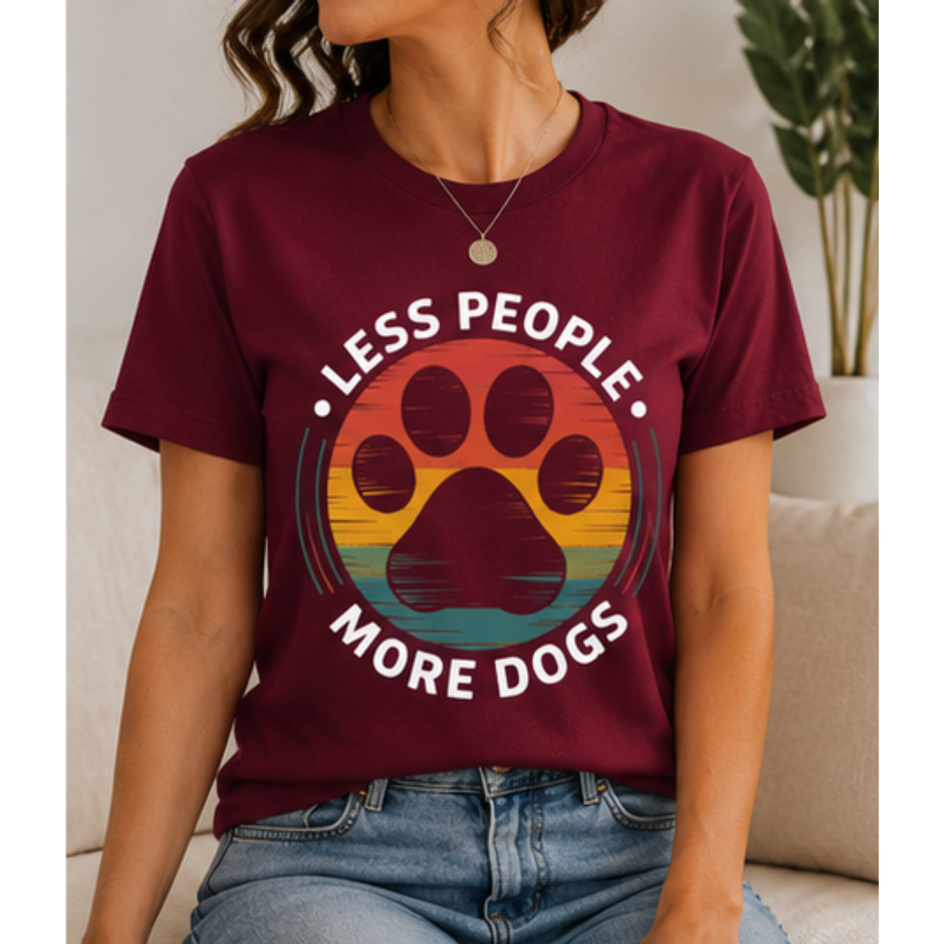 Less People More Dogs Women's Graphic T-Shirt | Funny Dog Lover Tee