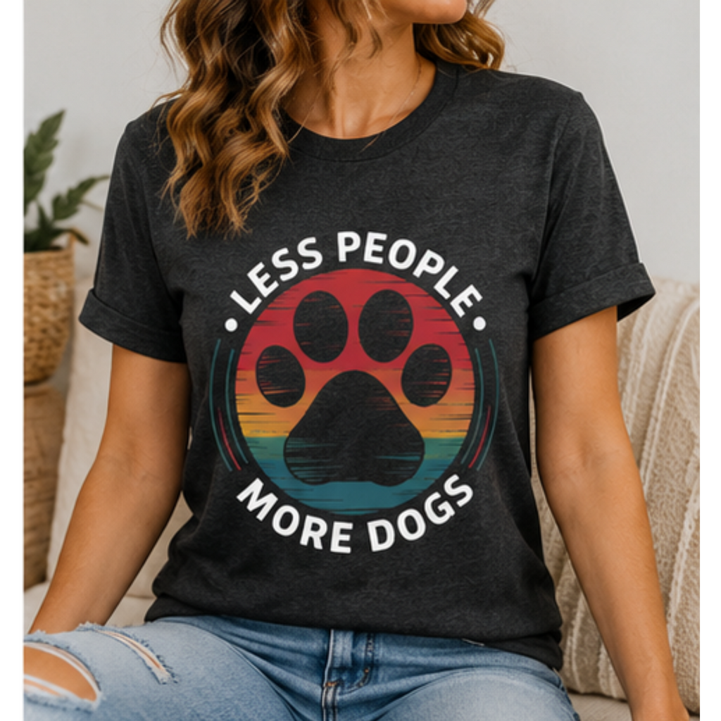 Less People More Dogs Women's Graphic T-Shirt | Funny Dog Lover Tee