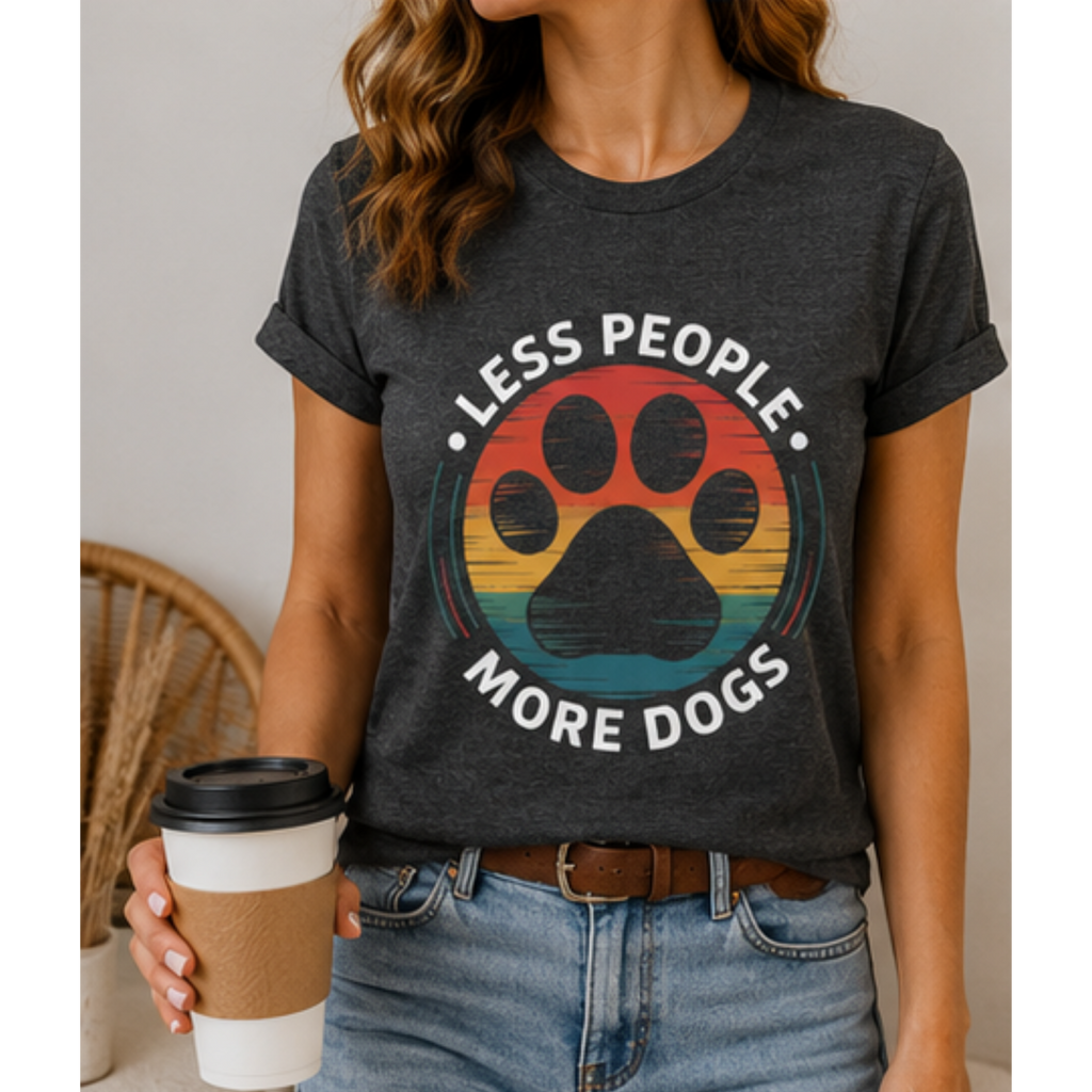 Less People More Dogs Women's Graphic T-Shirt | Funny Dog Lover Tee
