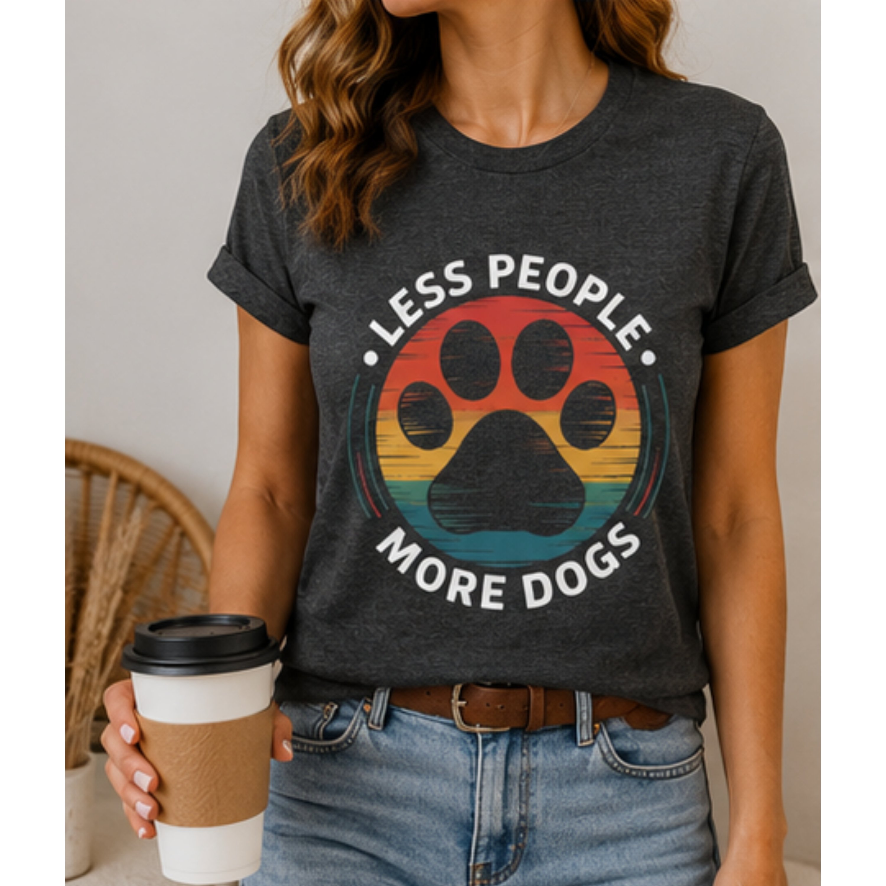 Less People More Dogs Women's Graphic T-Shirt | Funny Dog Lover Tee