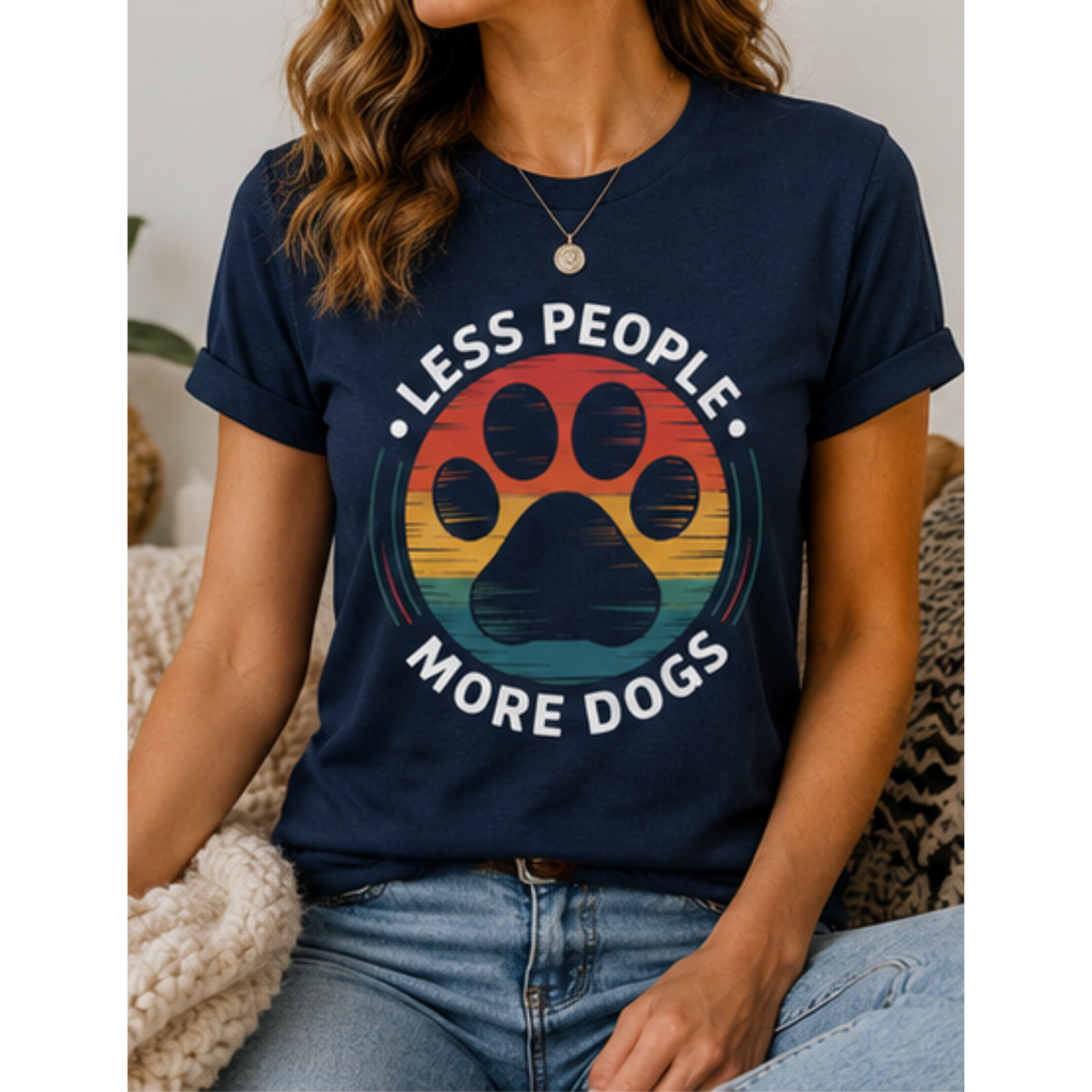 Less People More Dogs Women's Graphic T-Shirt | Funny Dog Lover Tee