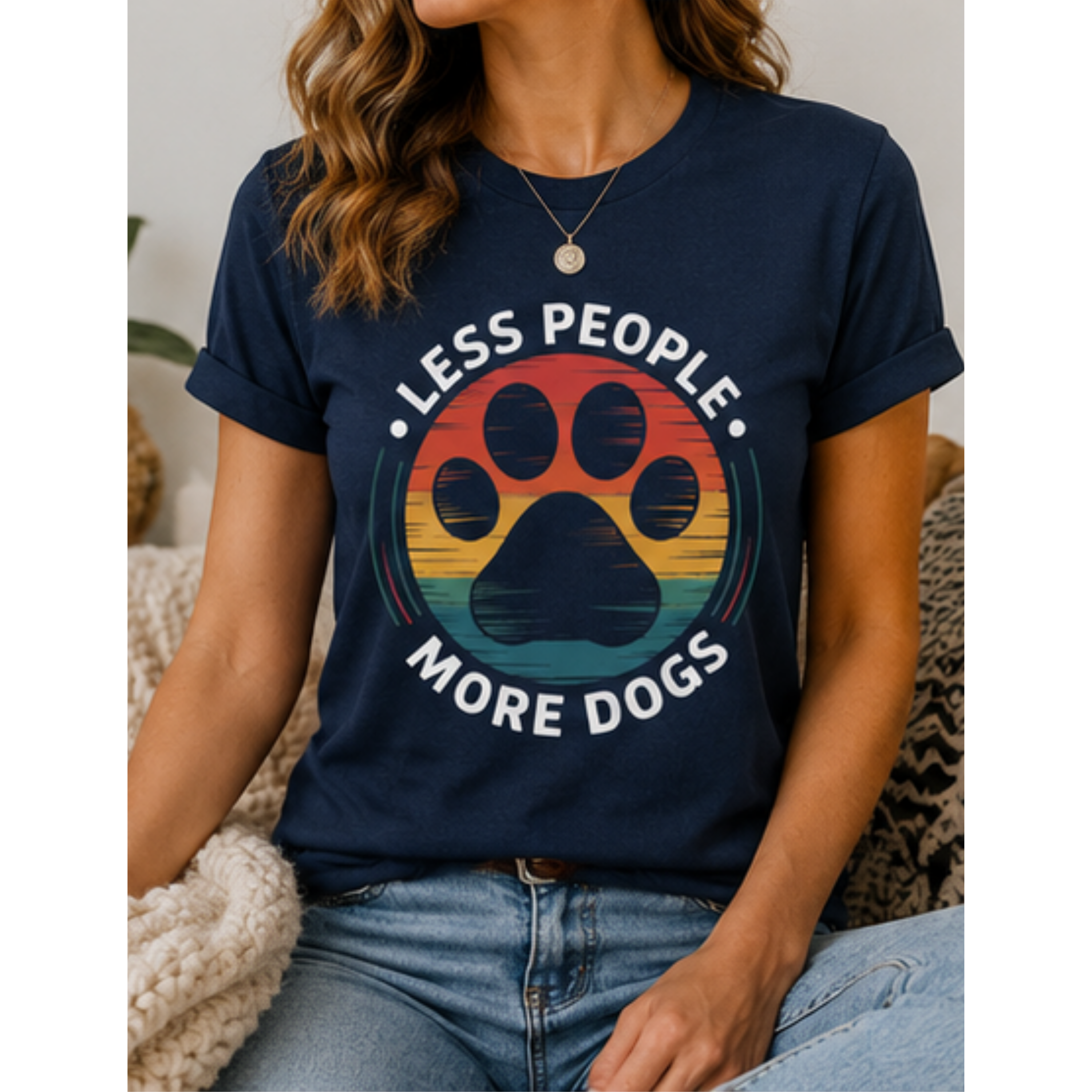 Less People More Dogs Women's Graphic T-Shirt | Funny Dog Lover Tee