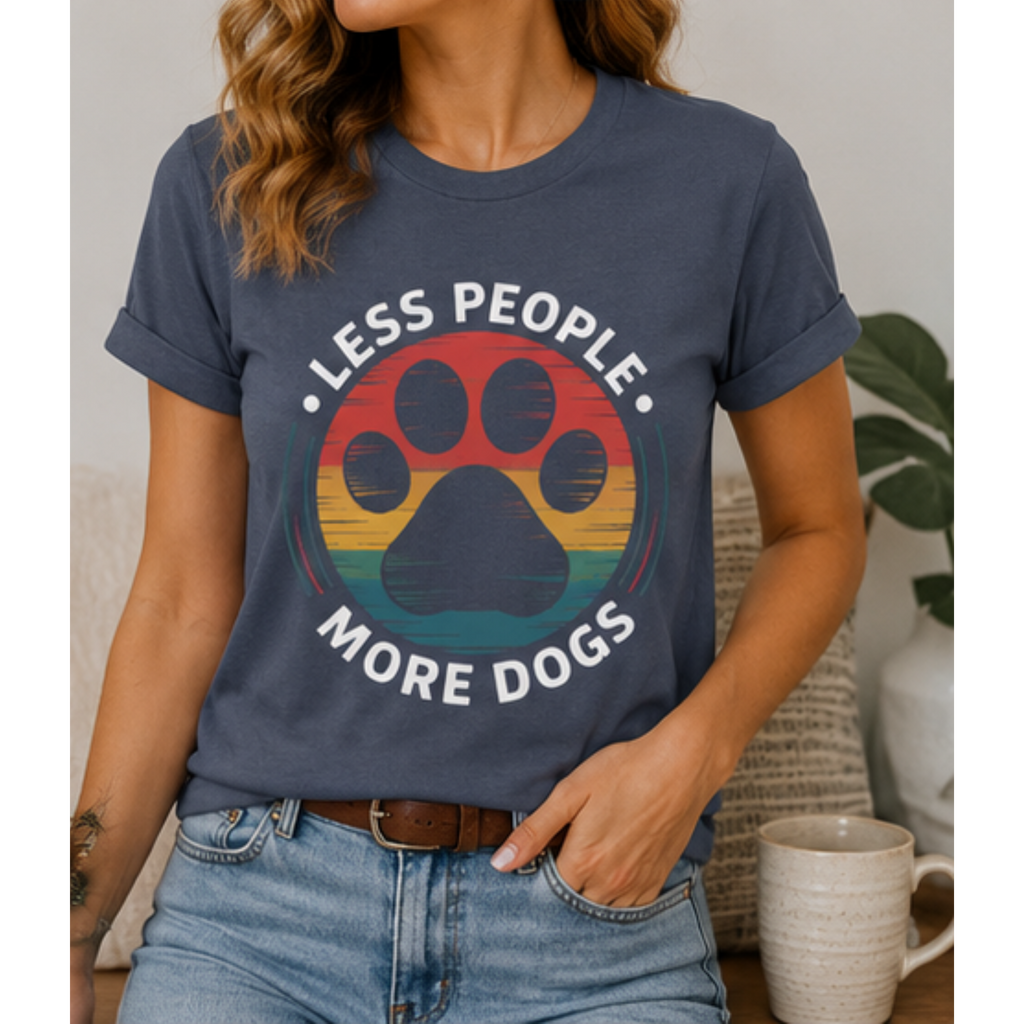 Less People More Dogs Women's Graphic T-Shirt | Funny Dog Lover Tee