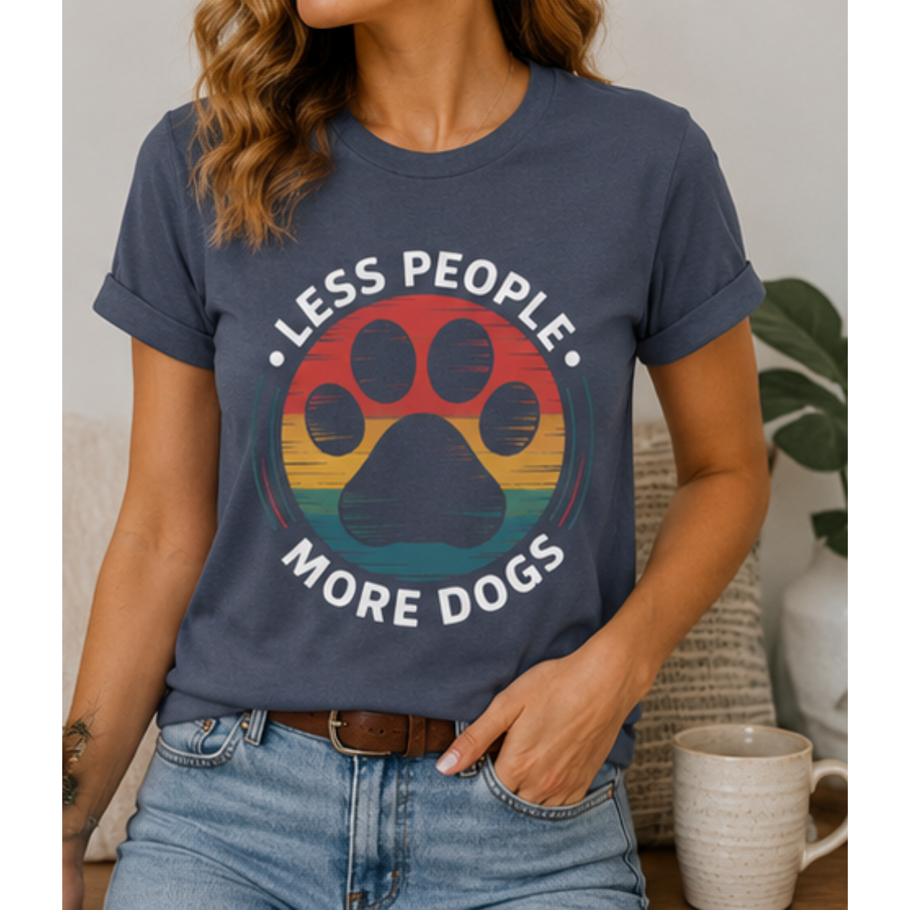 Less People More Dogs Women's Graphic T-Shirt | Funny Dog Lover Tee
