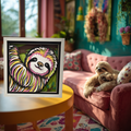 Colorful Sloth Shadow Box