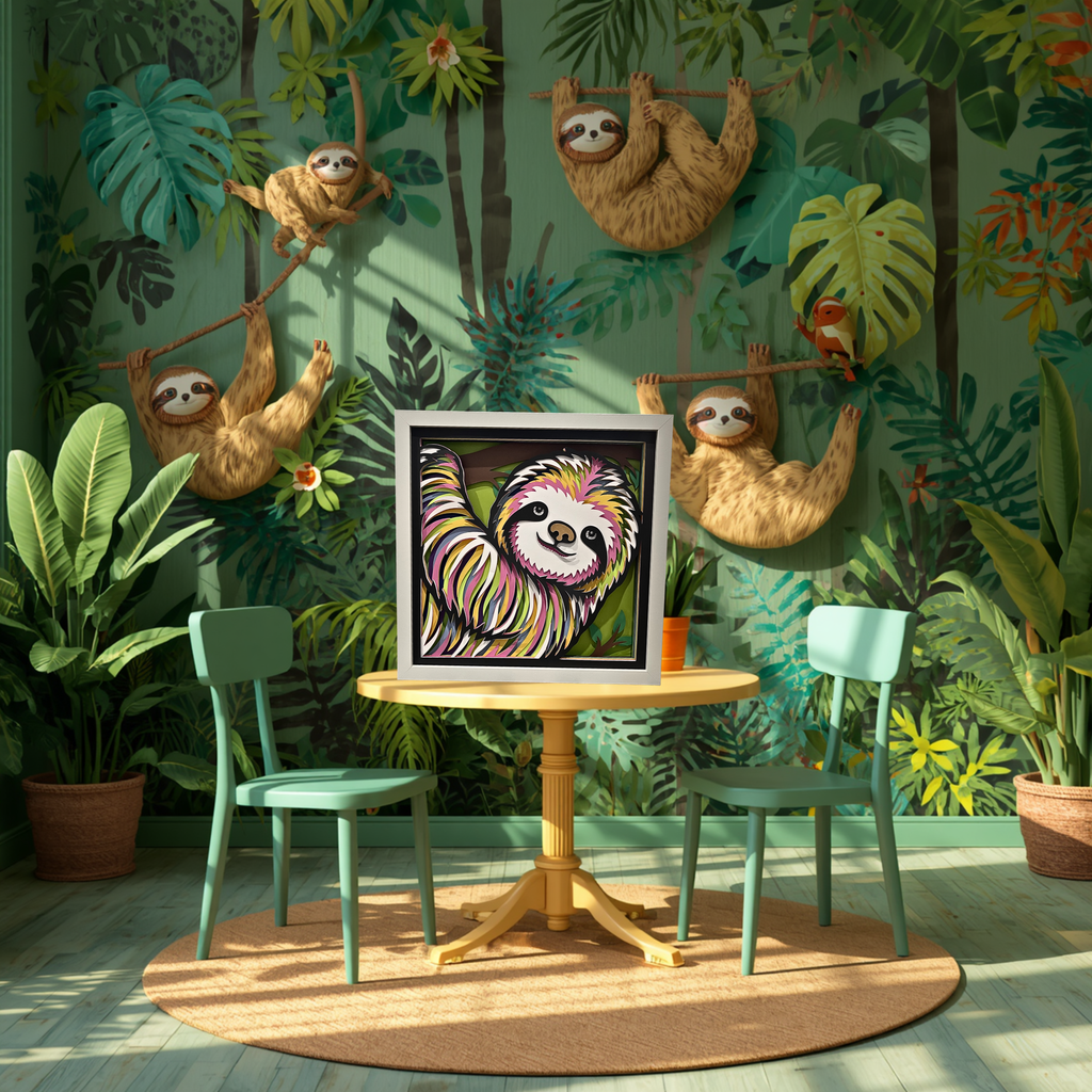 Colorful Sloth Shadow Box