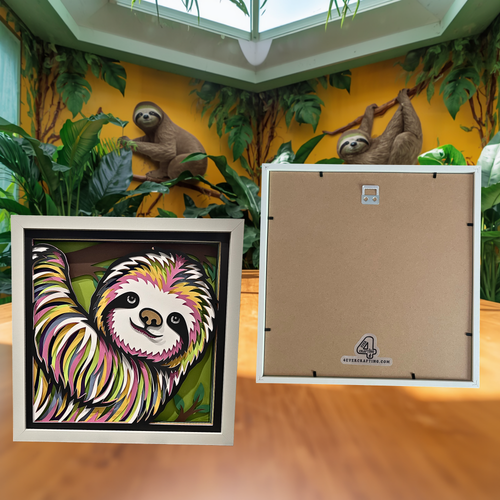 Colorful Sloth Shadow Box