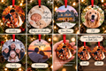 Illustrative ornament personalization examples for baby, new home, wedding, pets and family