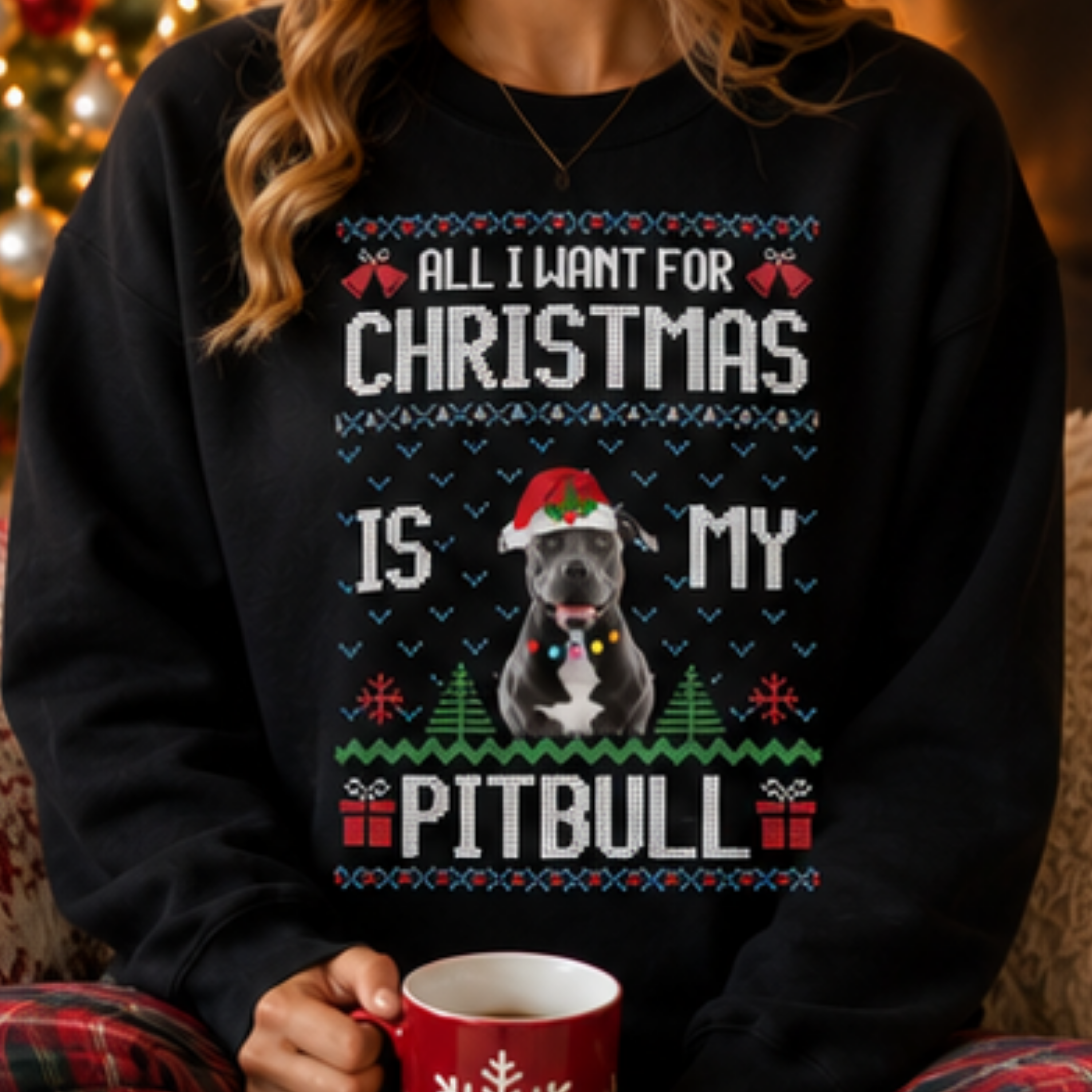 All I Want for Christmas Is My Pitbull Sweatshirt – Pitbull Christmas Sweater