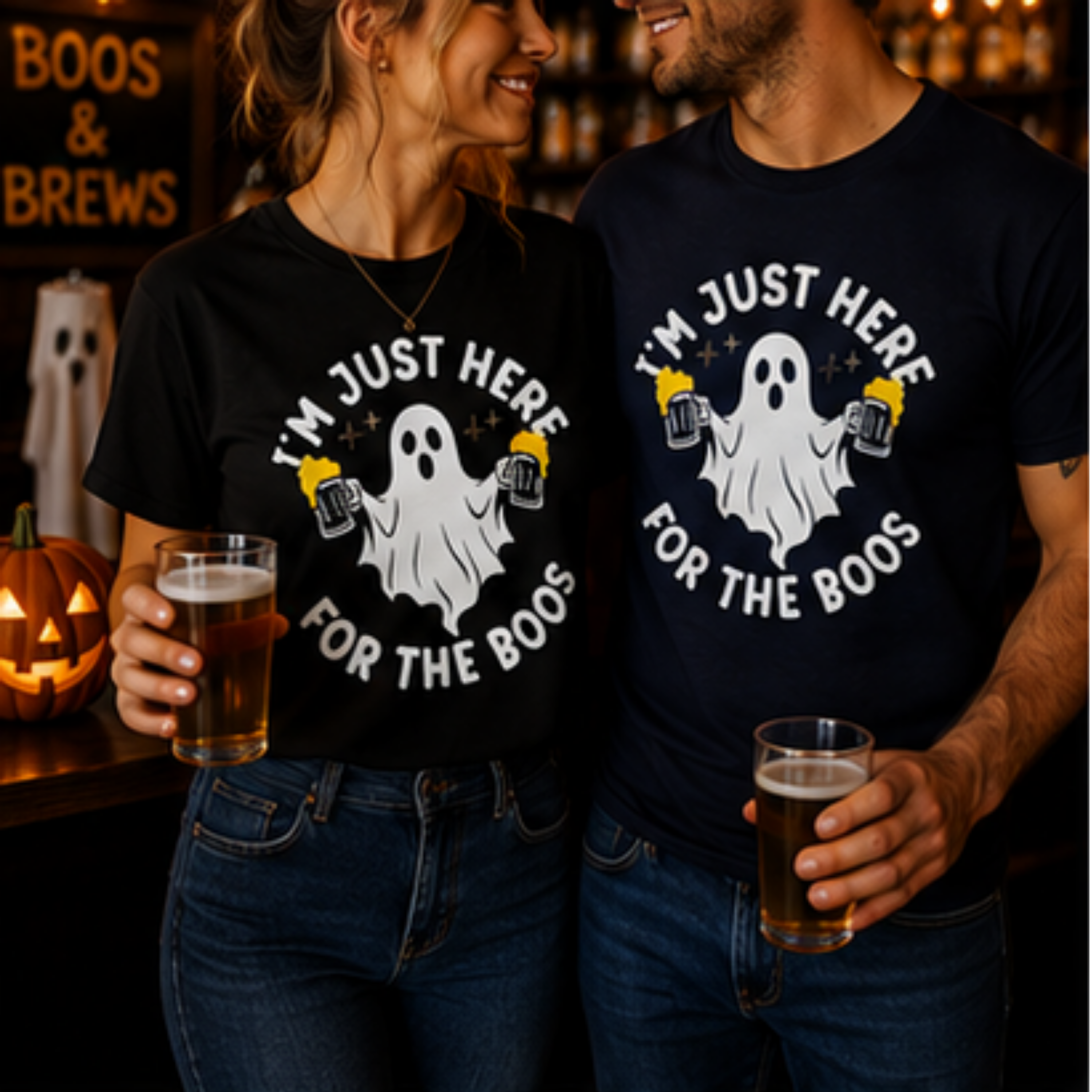 I'm Just Here for the Boos Unisex Halloween T-Shirt | Funny Ghost Beer Graphic Tee | Spooky Season Shirt