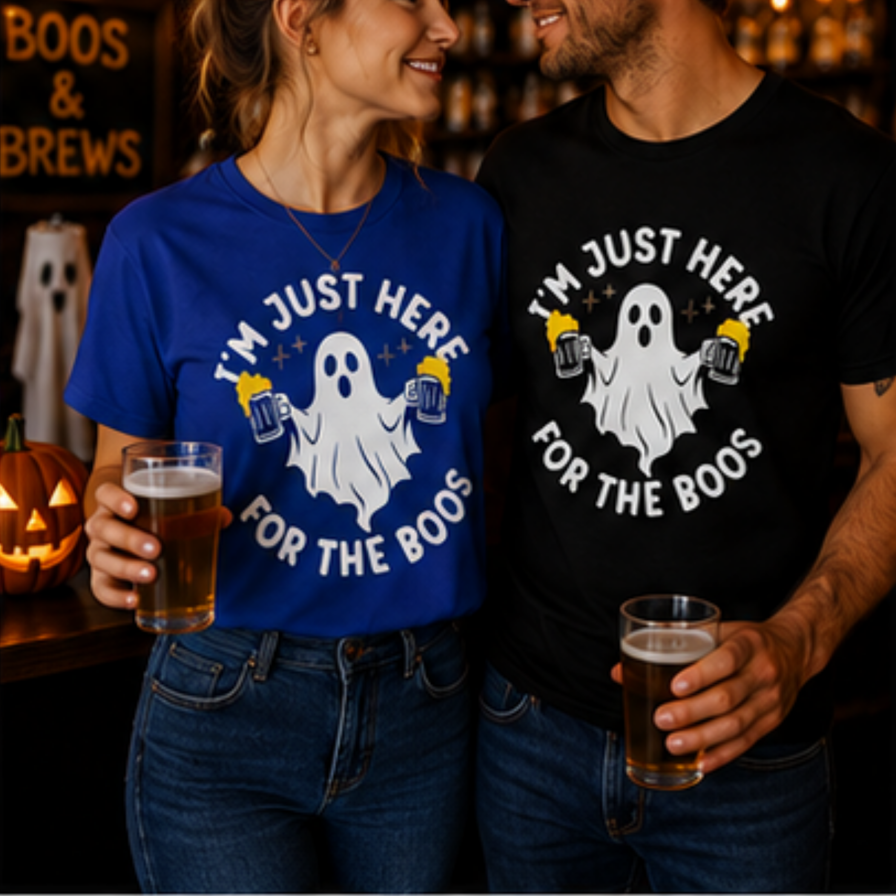 I'm Just Here for the Boos Unisex Halloween T-Shirt | Funny Ghost Beer Graphic Tee | Spooky Season Shirt