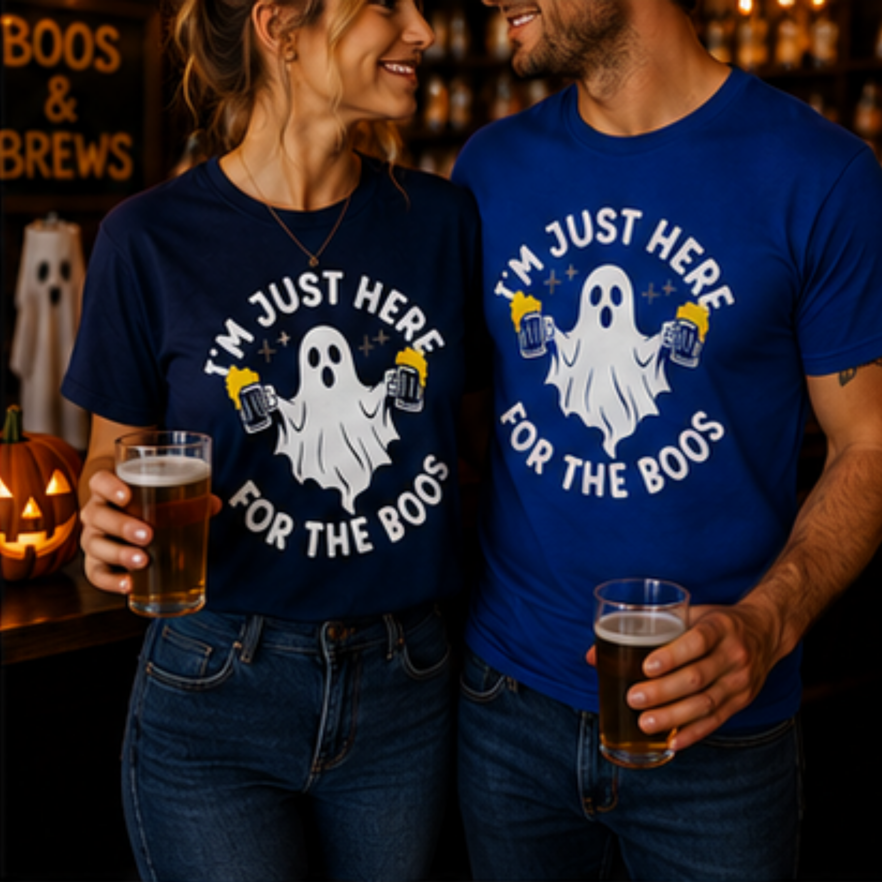 I'm Just Here for the Boos Unisex Halloween T-Shirt | Funny Ghost Beer Graphic Tee | Spooky Season Shirt