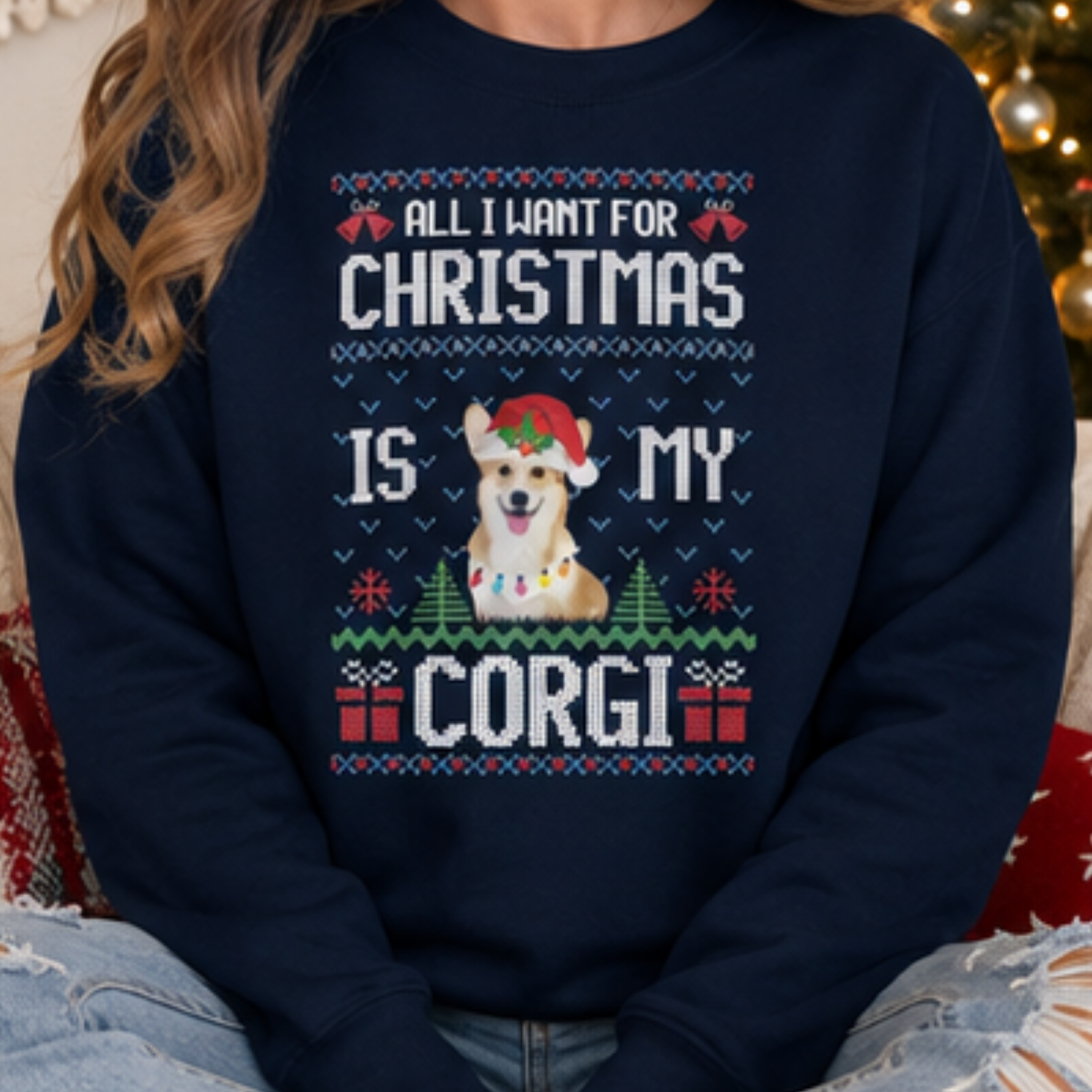 All I Want for Christmas Is My Corgi Women's Christmas Sweatshirt