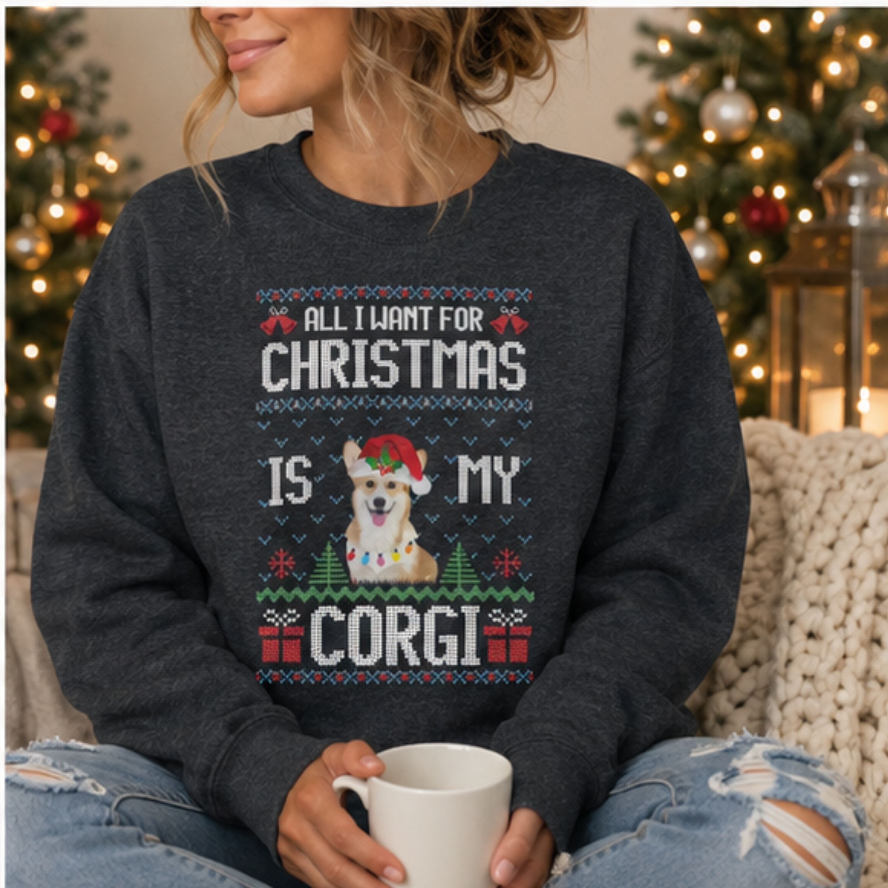 All I Want for Christmas Is My Corgi Women's Christmas Sweatshirt