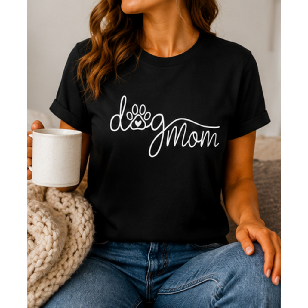 Dog Mom Paw Print T-Shirt | Cute Pet Lover Shirt | Dog Mom Graphic Tee | Gift for Dog Owners