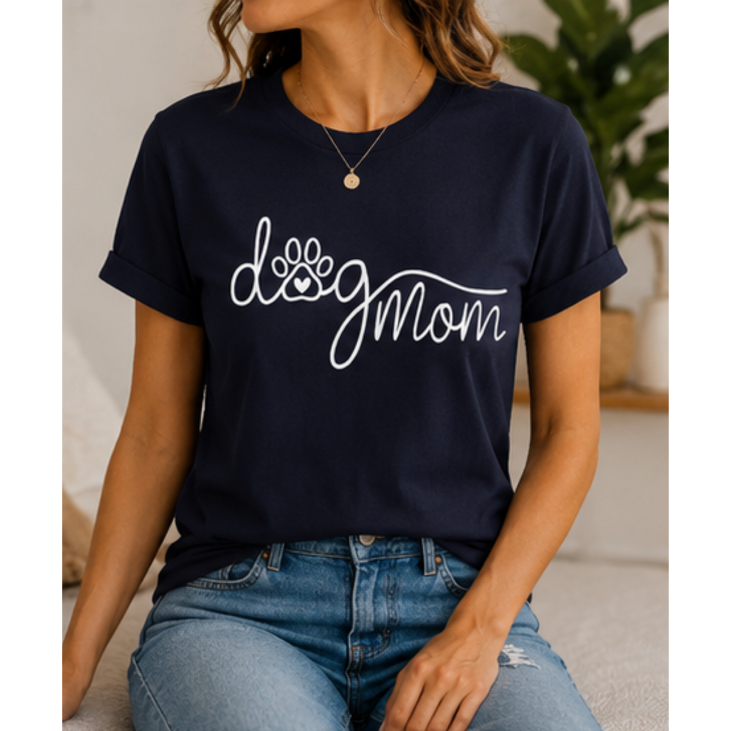 Dog Mom Paw Print T-Shirt | Cute Pet Lover Shirt | Dog Mom Graphic Tee | Gift for Dog Owners