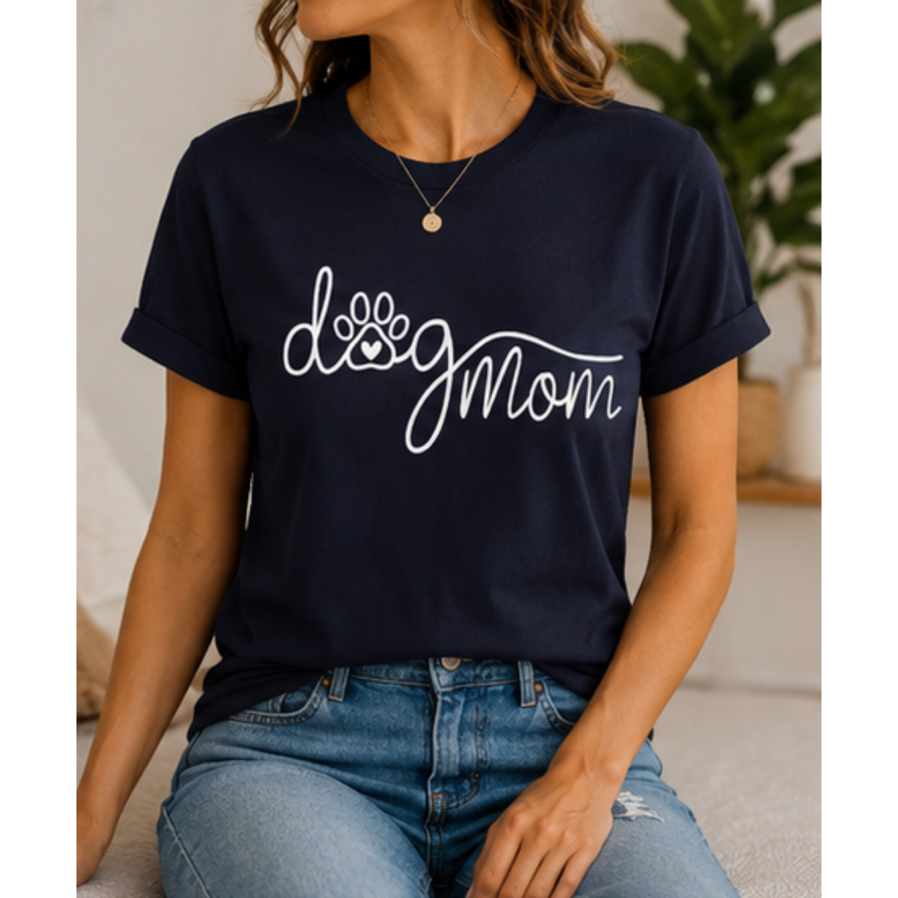 Dog Mom Paw Print T-Shirt | Cute Pet Lover Shirt | Dog Mom Graphic Tee | Gift for Dog Owners