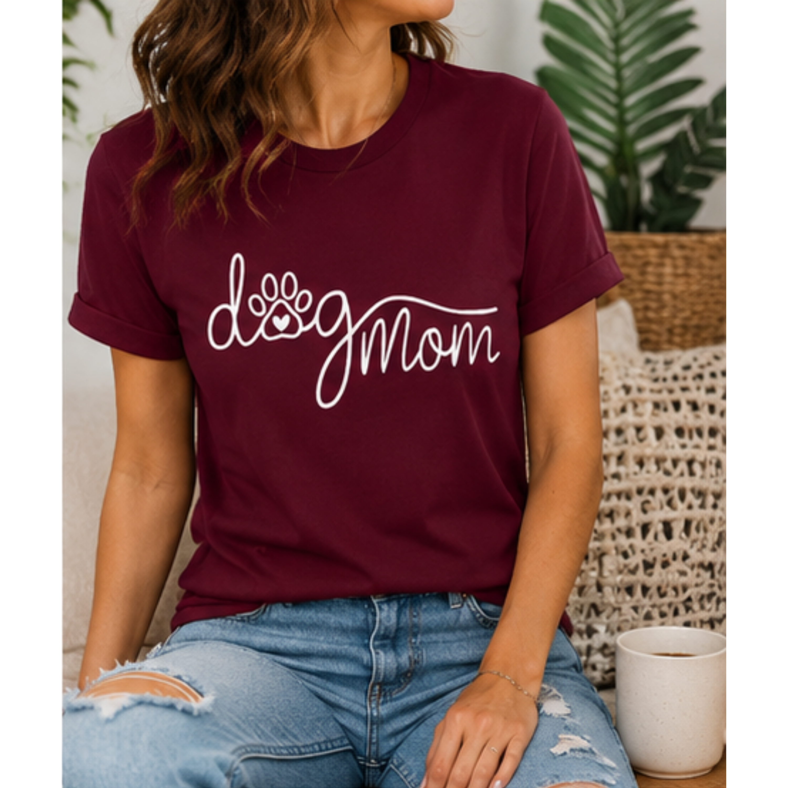 Dog Mom Paw Print T-Shirt | Cute Pet Lover Shirt | Dog Mom Graphic Tee | Gift for Dog Owners