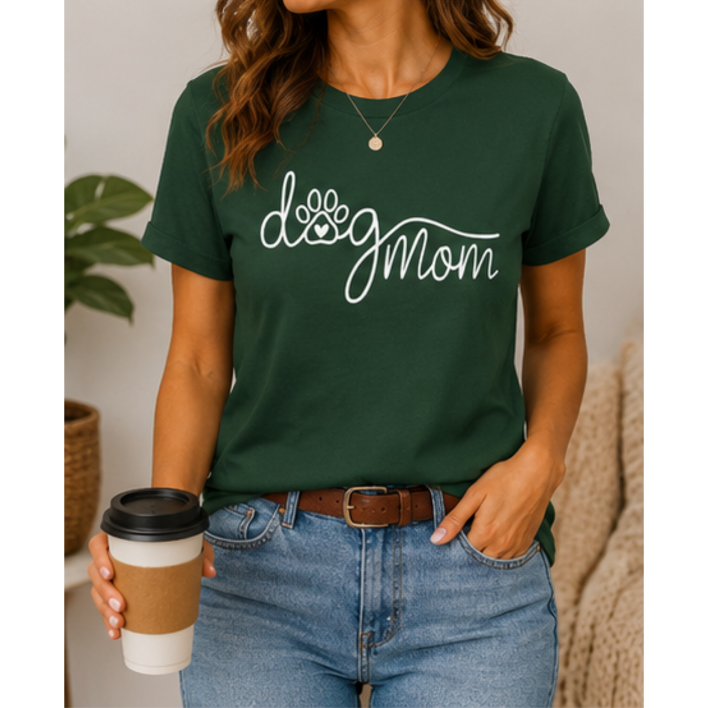 Dog Mom Paw Print T-Shirt | Cute Pet Lover Shirt | Dog Mom Graphic Tee | Gift for Dog Owners