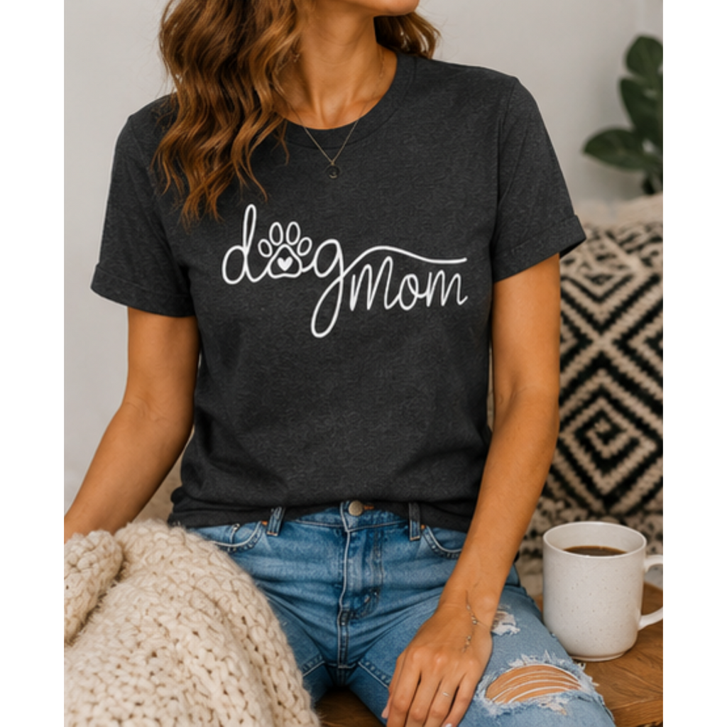 Dog Mom Paw Print T-Shirt | Cute Pet Lover Shirt | Dog Mom Graphic Tee | Gift for Dog Owners