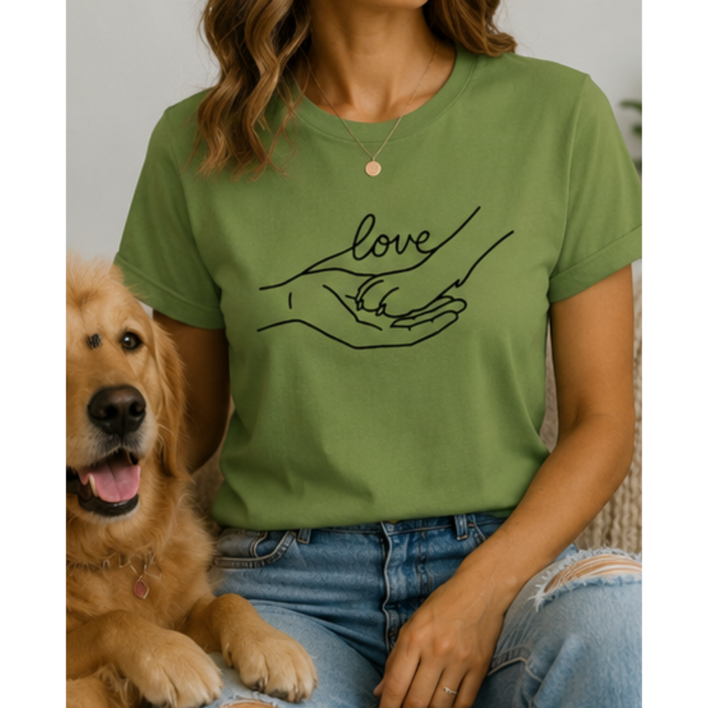 Love Dog Paw Shirt for Women | Dog Lover Graphic Tee | Pet Mom T-Shirt | Cute Animal Lover Gift