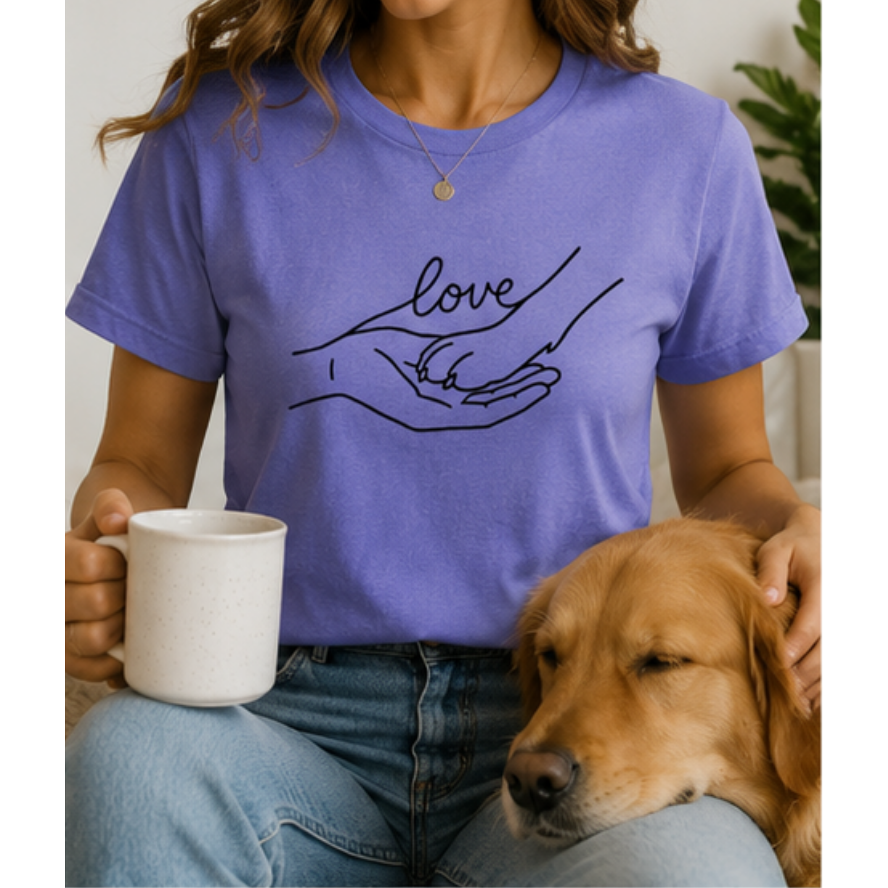 Love Dog Paw Shirt for Women | Dog Lover Graphic Tee | Pet Mom T-Shirt | Cute Animal Lover Gift