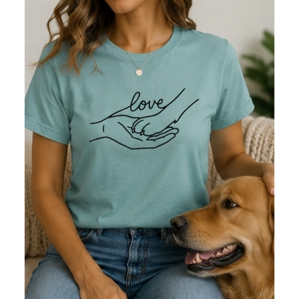 Love Dog Paw Shirt for Women | Dog Lover Graphic Tee | Pet Mom T-Shirt | Cute Animal Lover Gift