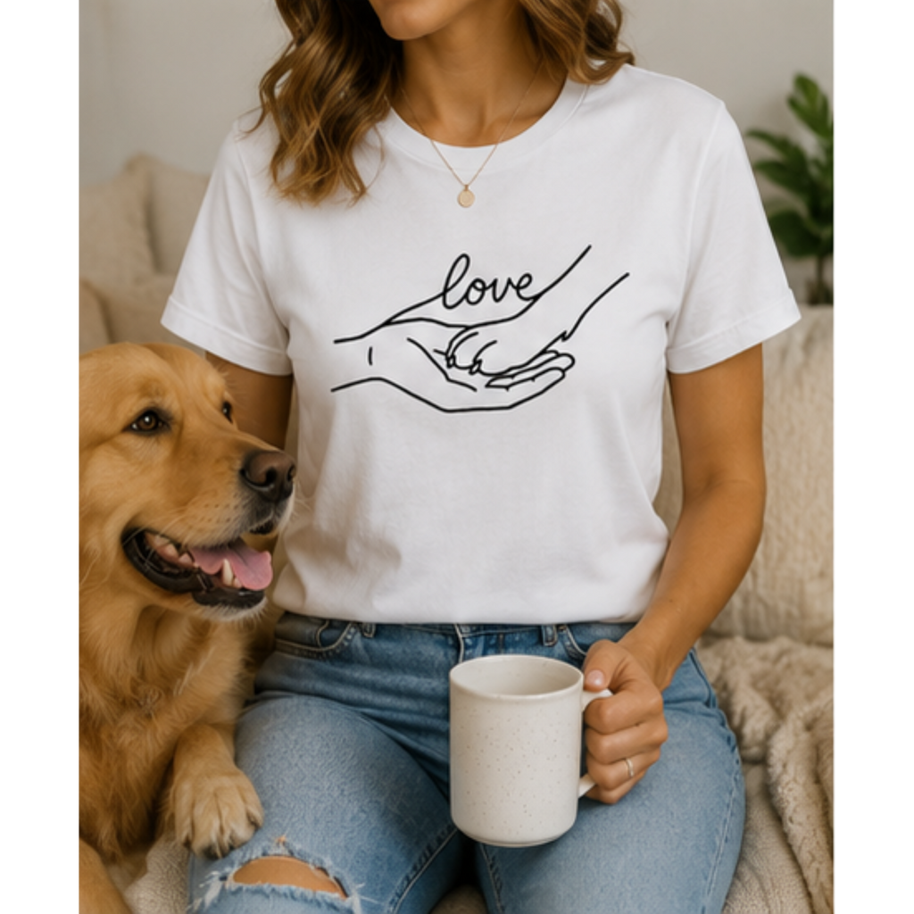 Love Dog Paw Shirt for Women | Dog Lover Graphic Tee | Pet Mom T-Shirt | Cute Animal Lover Gift