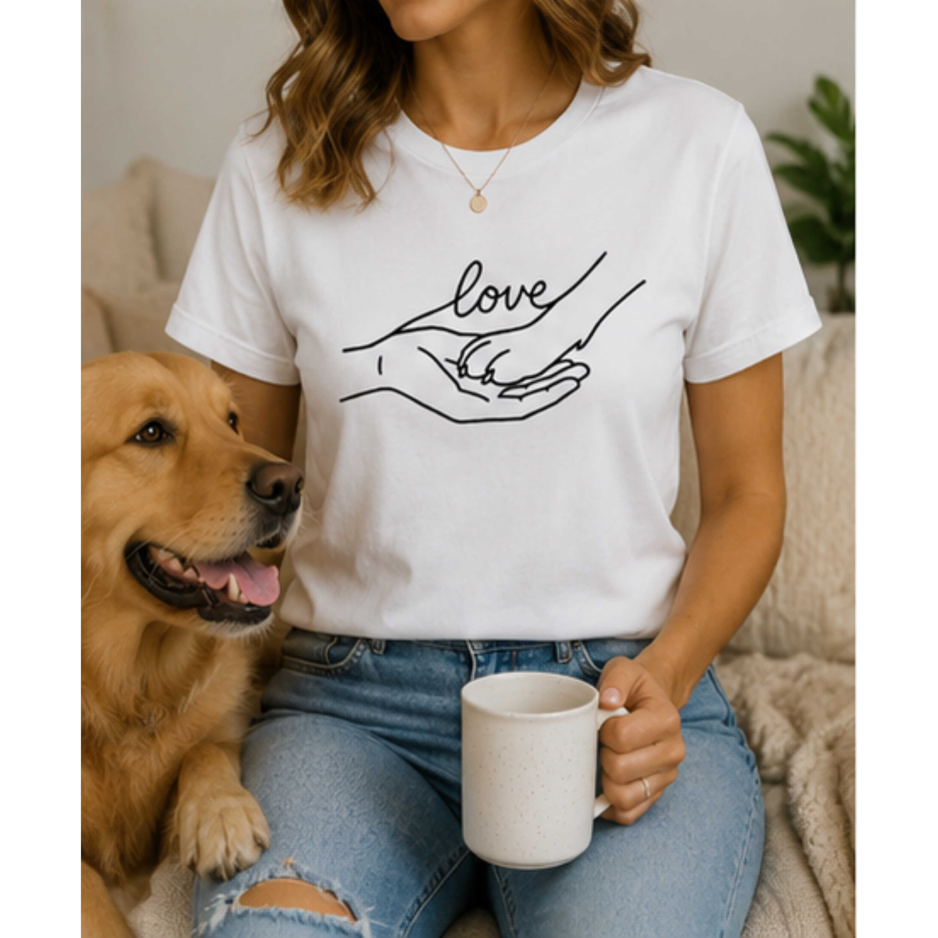 Love Dog Paw Shirt for Women | Dog Lover Graphic Tee | Pet Mom T-Shirt | Cute Animal Lover Gift