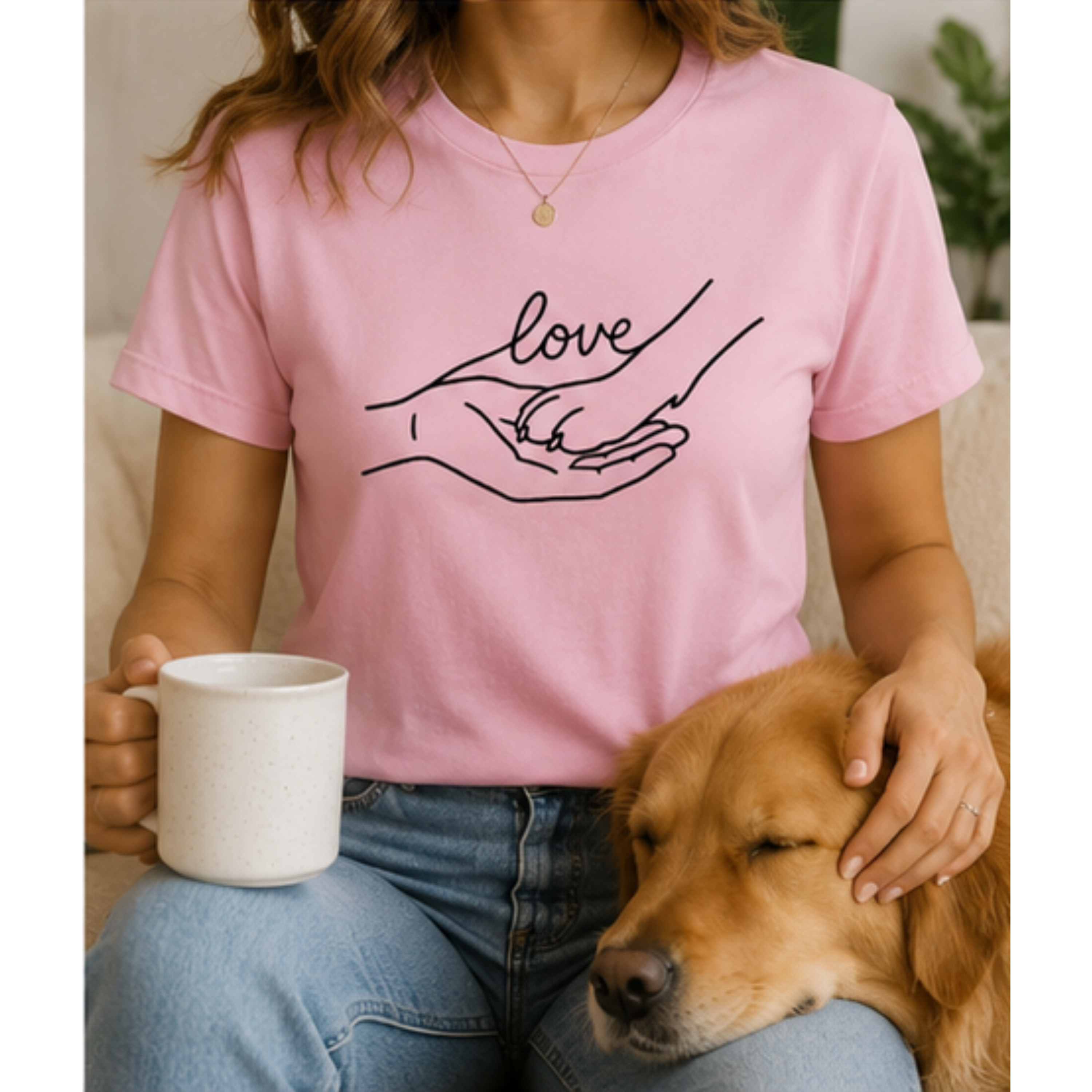 Love Dog Paw Shirt for Women | Dog Lover Graphic Tee | Pet Mom T-Shirt | Cute Animal Lover Gift