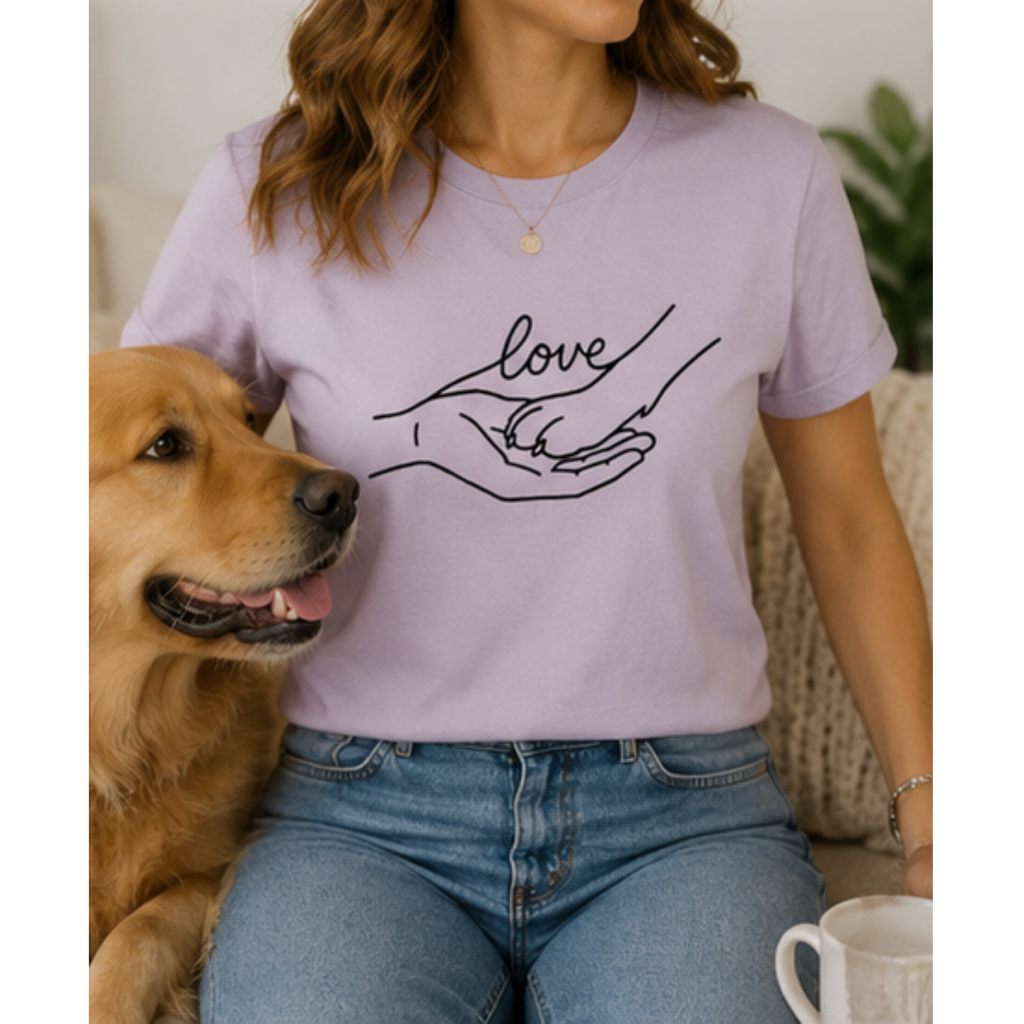 Love Dog Paw Shirt for Women | Dog Lover Graphic Tee | Pet Mom T-Shirt | Cute Animal Lover Gift