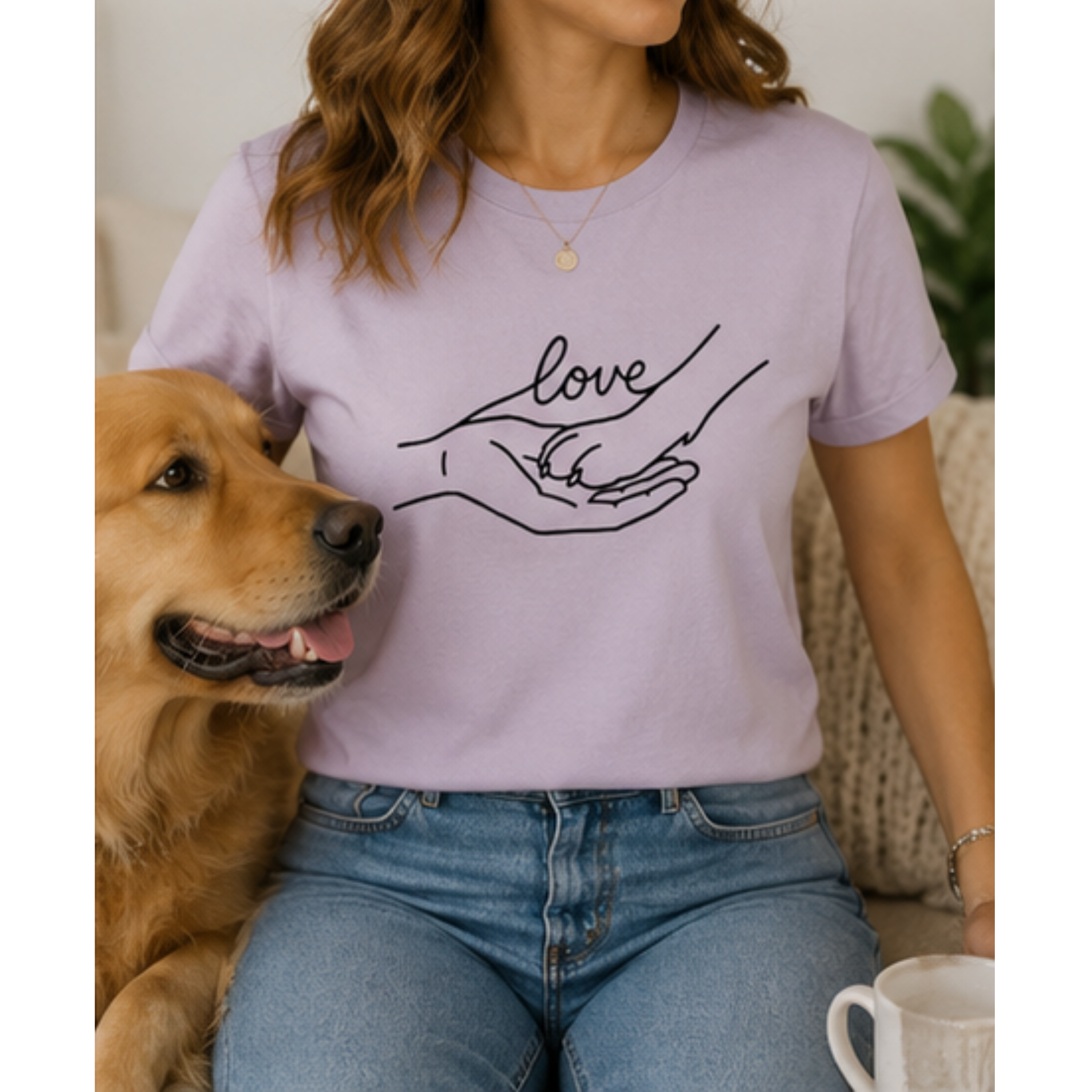 Love Dog Paw Shirt for Women | Dog Lover Graphic Tee | Pet Mom T-Shirt | Cute Animal Lover Gift