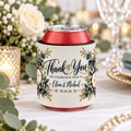 Personalized wedding slap koozie wrapped around a can