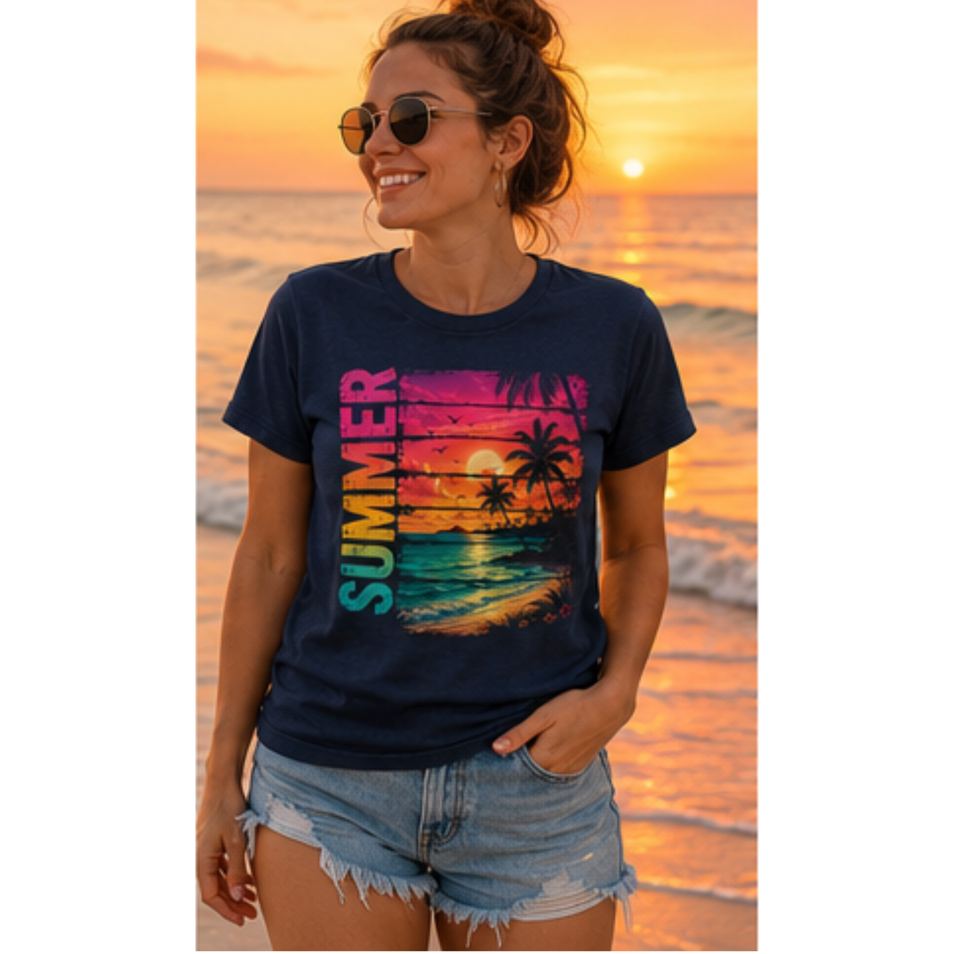Summer Beach Sunset Shirt for Women